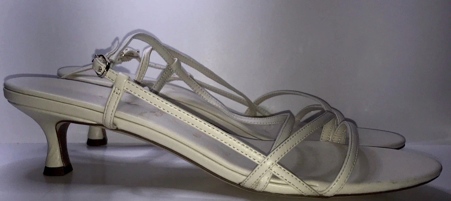 Sam Edelman Ivory Solid Strappy Heels Ankle Strap Buckle Open Toe 11M