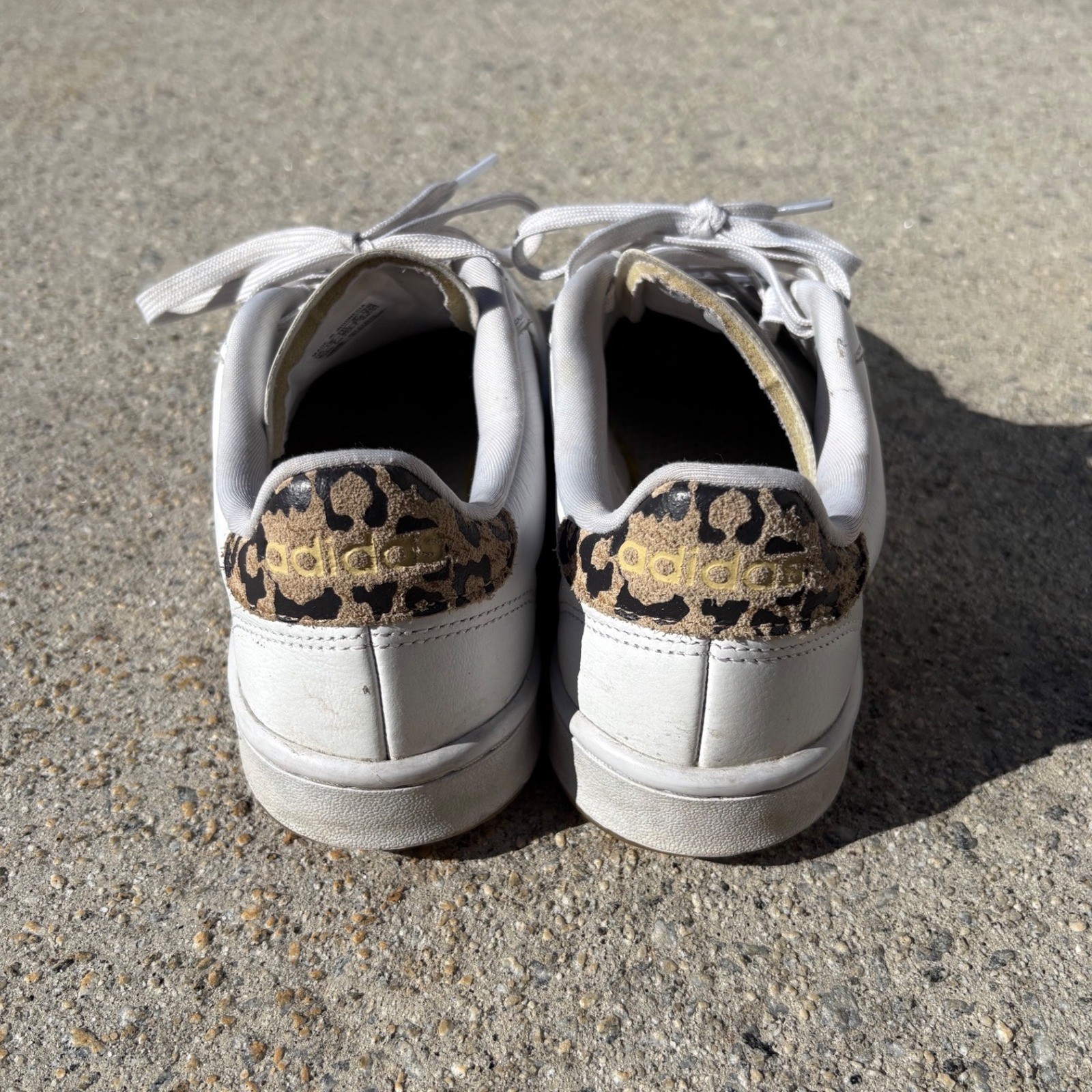 Adidas Grand Court Leopard Print White Leather Sneakers FY8949 Womens 8.5