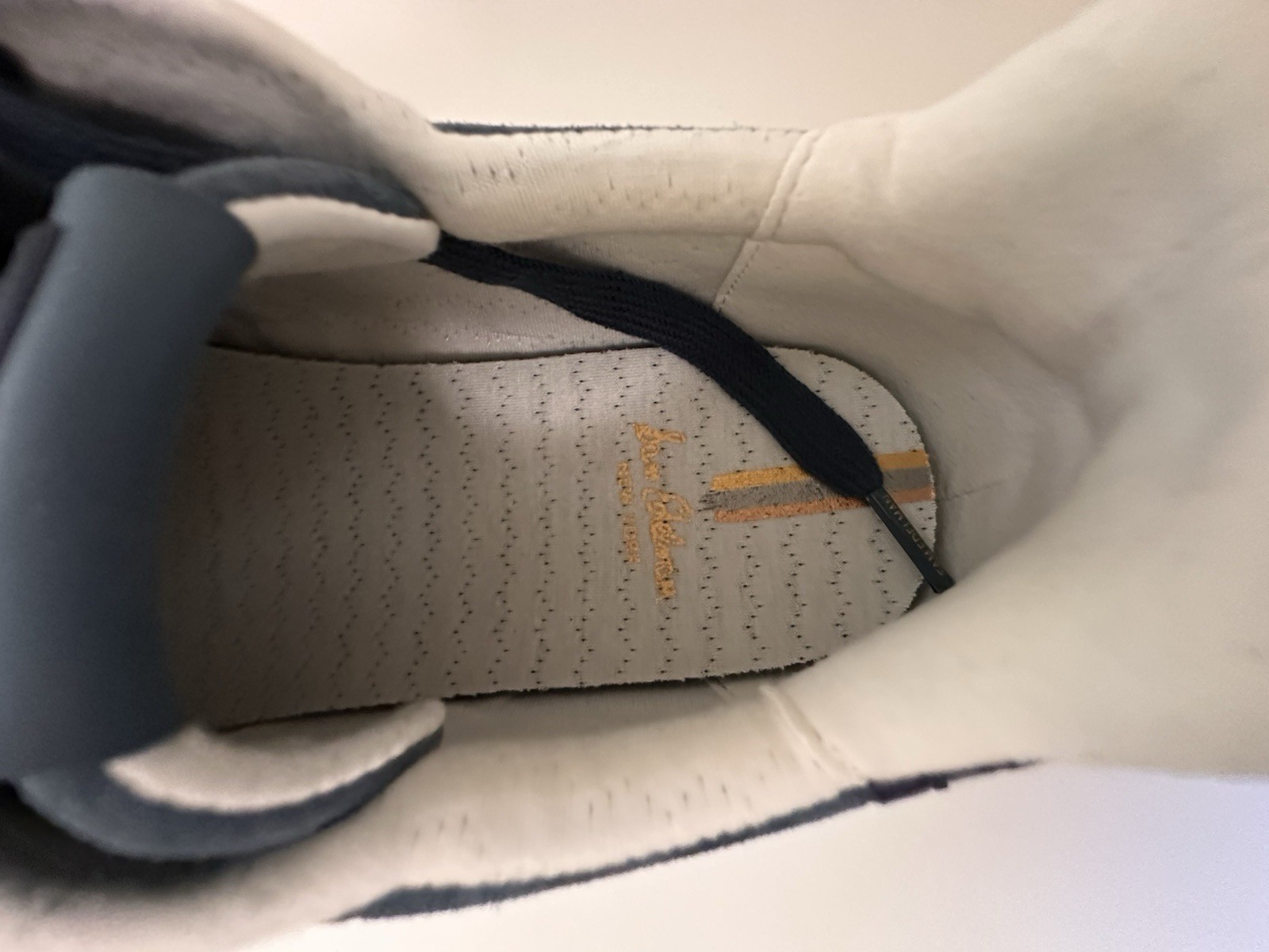 Sam Edelman Langley Navy White Suede Fabric Low Top Lace Up Sneakers