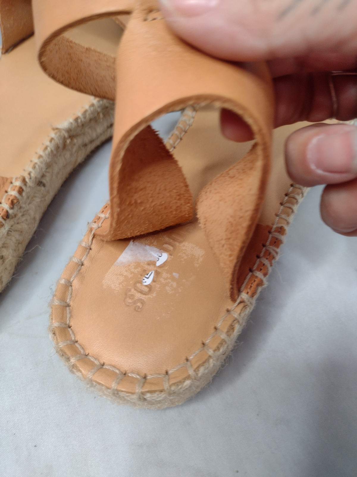 Soludos Cadiz Leather Platform Sandal Ankle Strap 9.5 Tan Brown A4