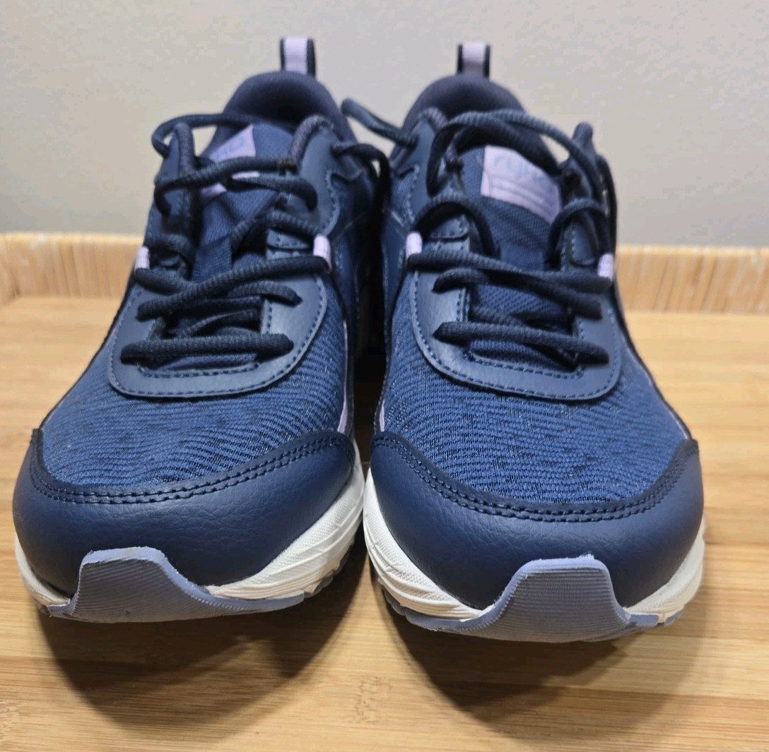 Ryka Womans 7.5 Imagine Mesh Walking Sneakers Navy Blue W/ Lavender Accents