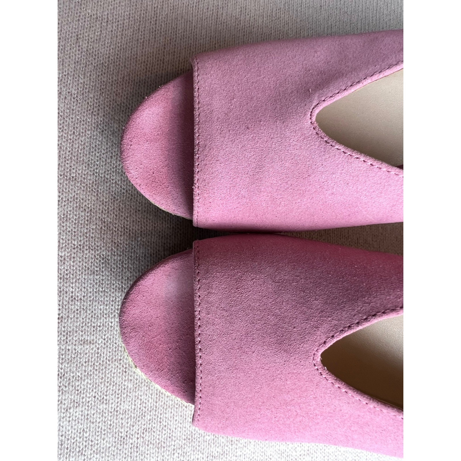 KATE SPADE Thea Pink Suede Wedge Sandals Espadrille Mules 7.5 LNWOT