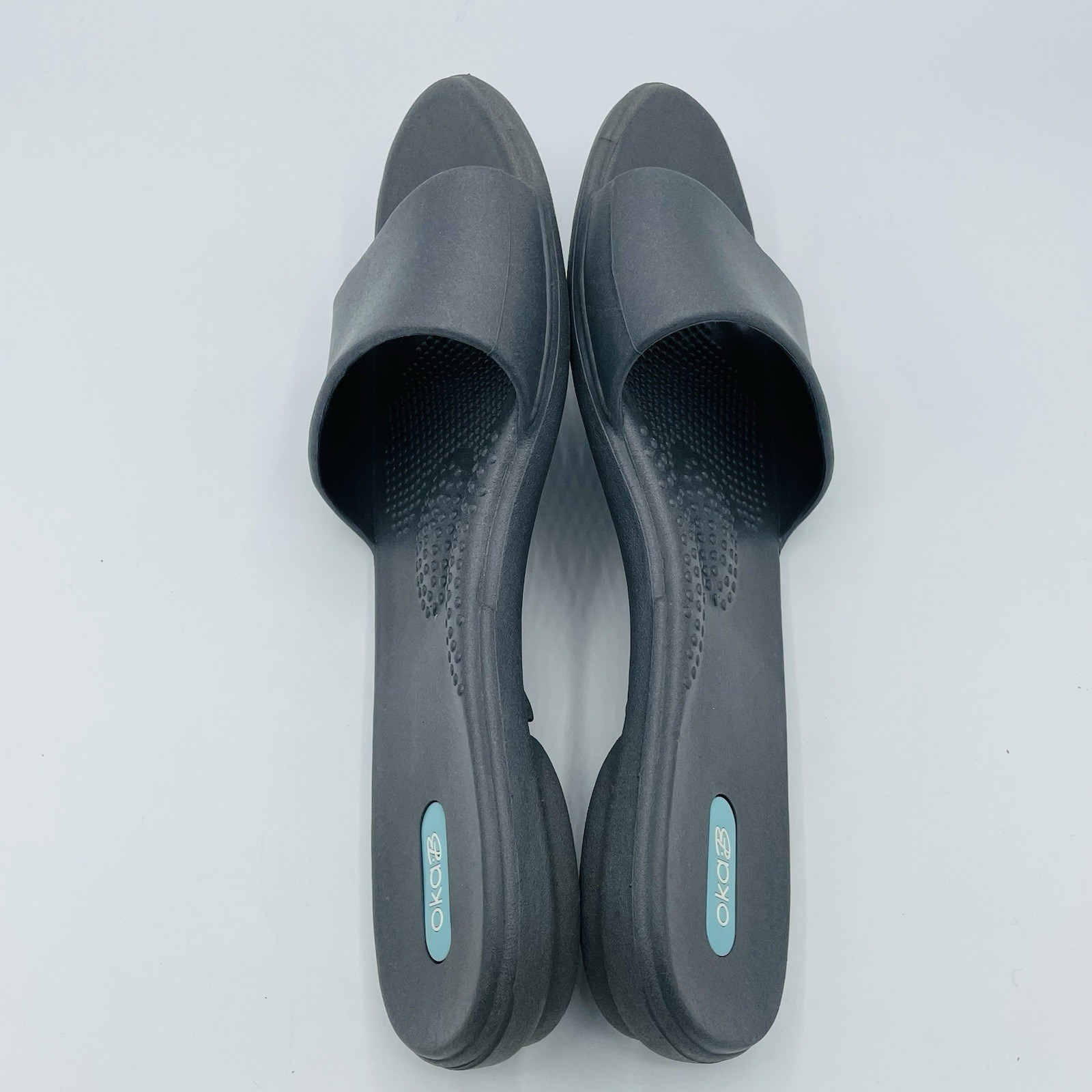 Women’s Size 8.5-9.5 (ML) Oka B Sandals Gray Comfort Heel Beach Made In The USA