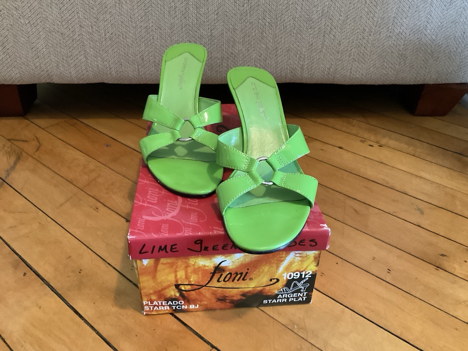 Lime Green Slide Heels Size 7.5