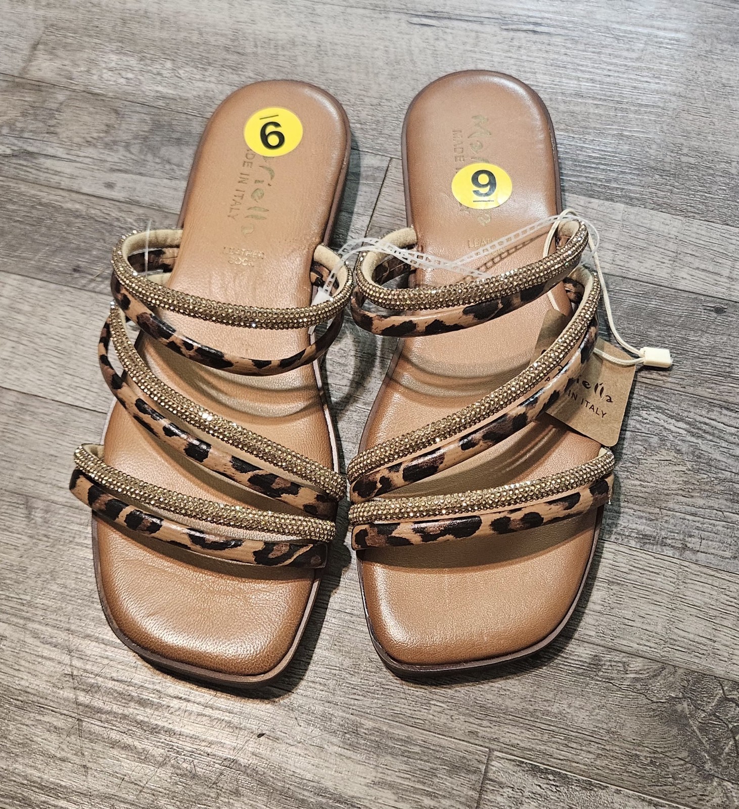 🩵mariella Made In Italy sandals Animal Print Brown/gold Size 9M🩷