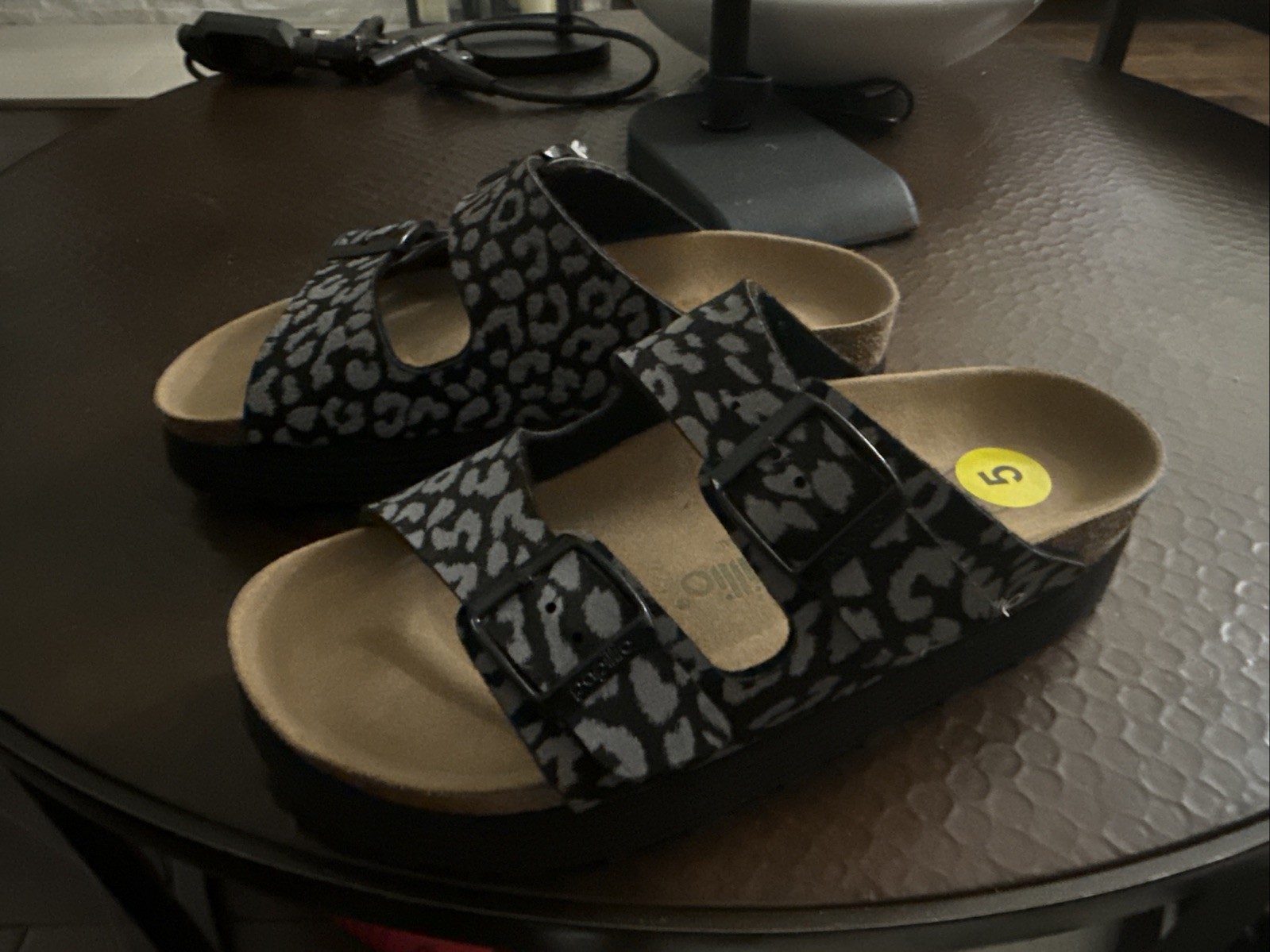 Birkenstock Papillio Vegan Animal Print Black/Gray Slide Sandals EU 36 / 5US W