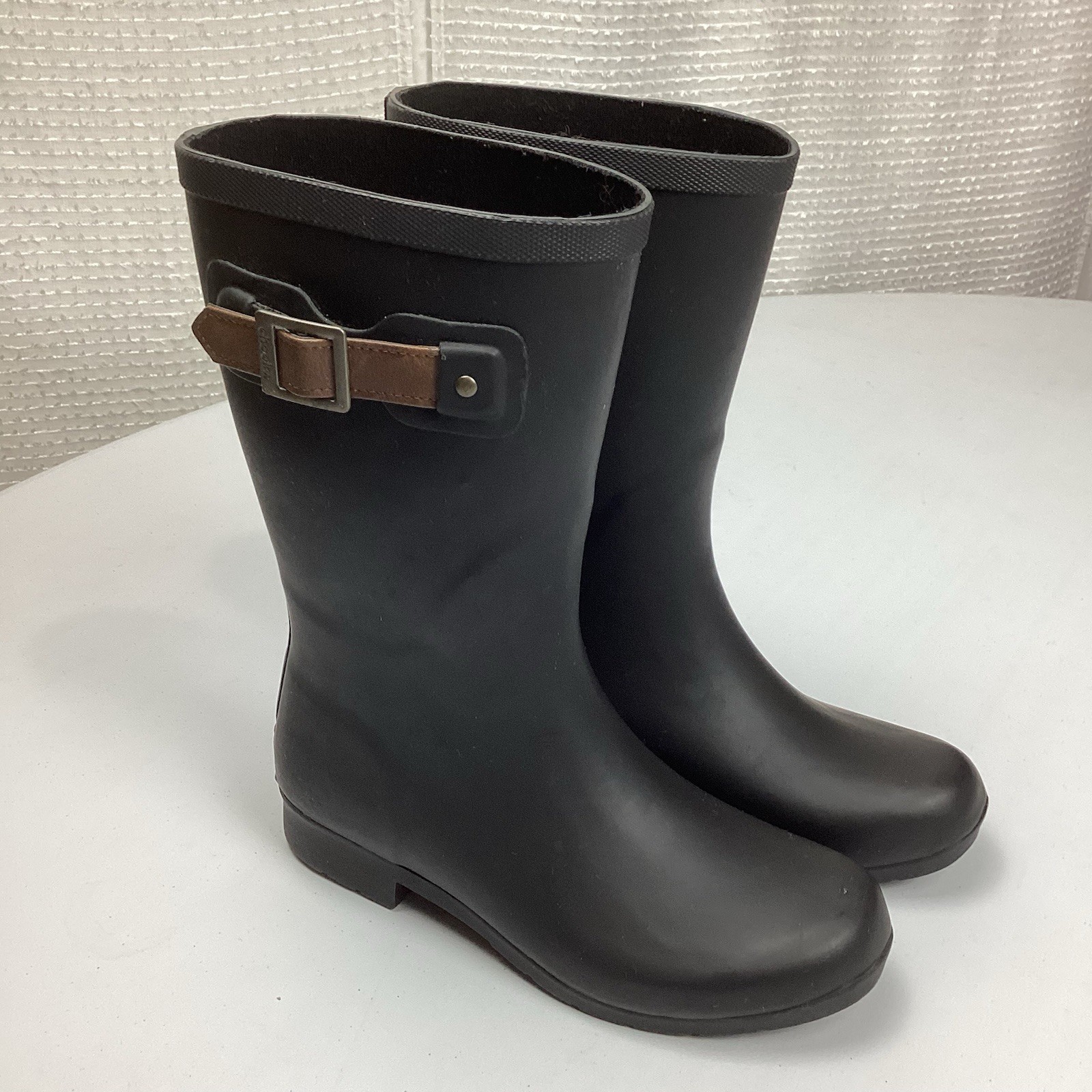 Chooka Fremont 3Q Mid Calf Pull On Black Rain Boots Women’s Size 7