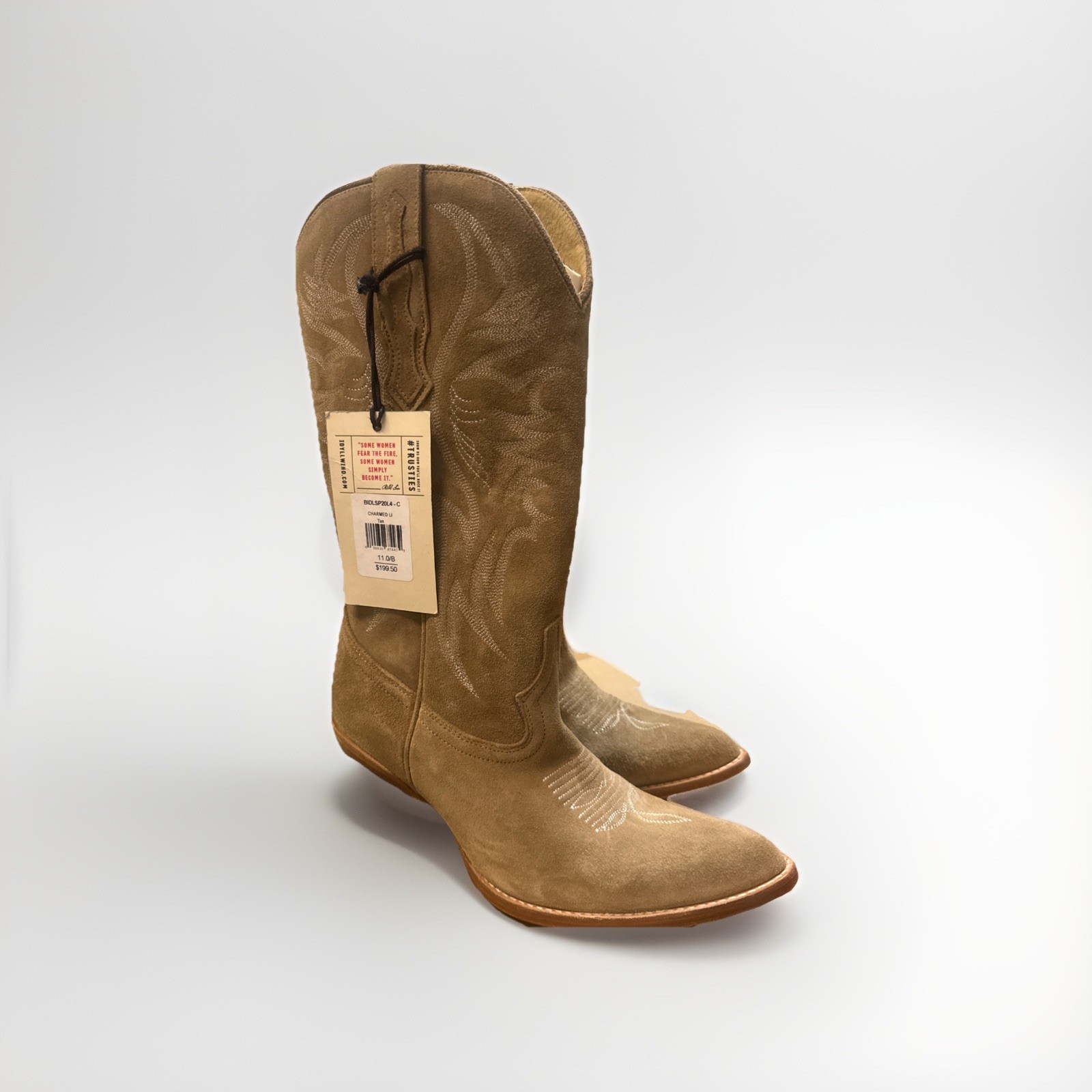 IDYLLWIND Women’s Charmed Western Boots Pointed Toe Light Beige Suede Size 11B