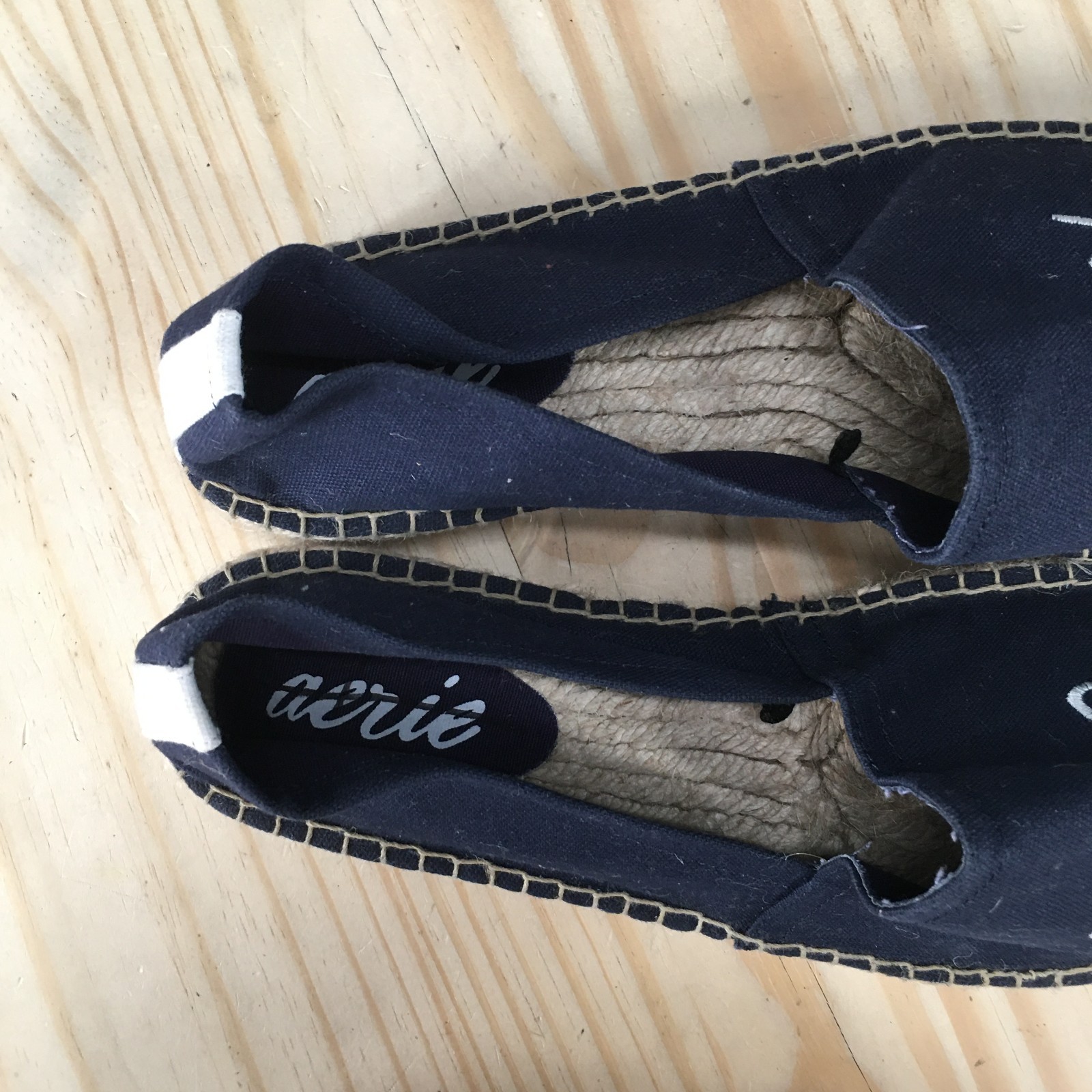 Aerie Shoes Womens 10 Super Shady Slip On Espadrille Loafer Flats Blue Canvas