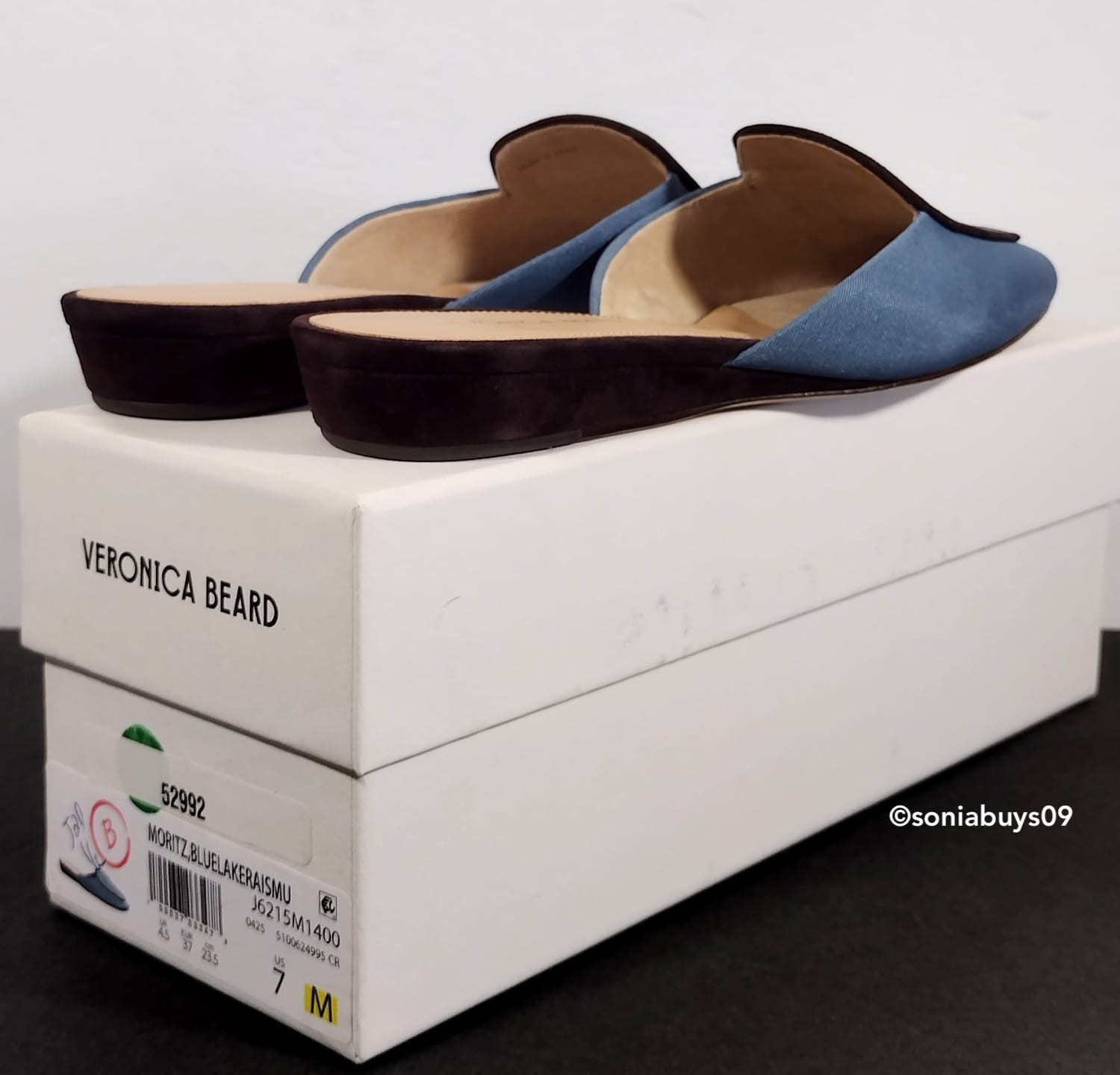 Veronica Beard Women’s Moritz Mule, J6215M1400, Blue Lake Raisin, Size 7M