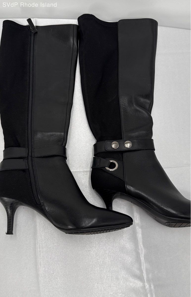 Tahari Tabor Black Leather Heels Boot Women 5