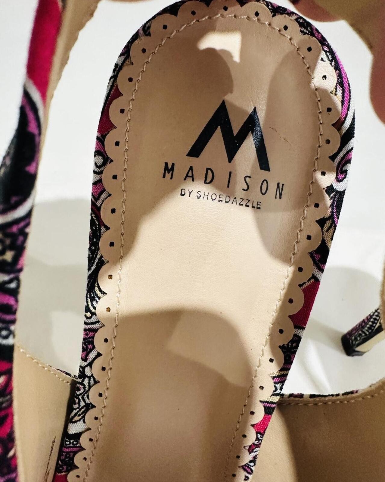 New Madison ‘Lynden’ Slingback Pumps Paisley Print and Bow Detail Size 7.5