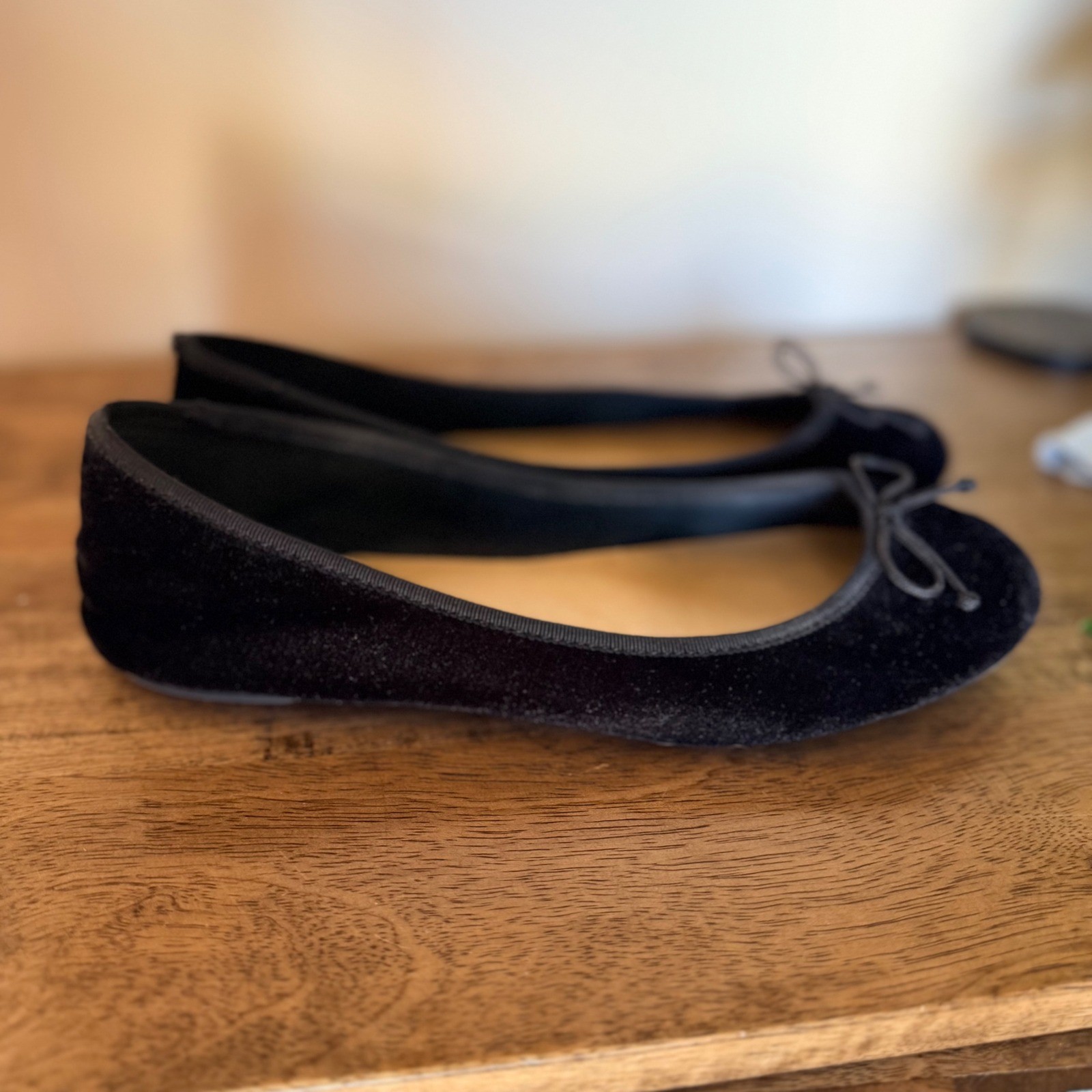 Chase & Chloe GAP Ballet Flats Women 8 Rose Gold Black Bundle Quilted Velvet Bow