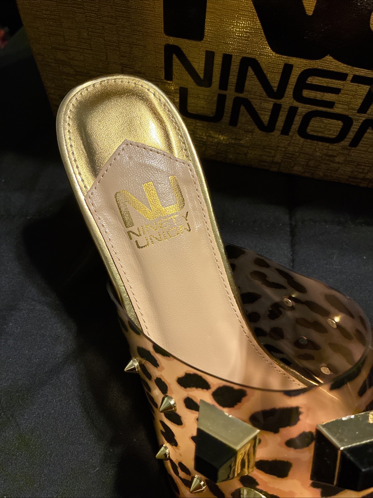ninety union Ladies Vegas Leopard Heels Size 10