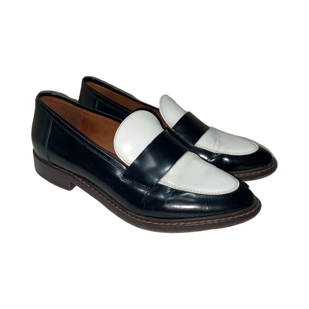 Bimba & Lola Black White Patent Leather Loafers Size: EU 38 US 7.5