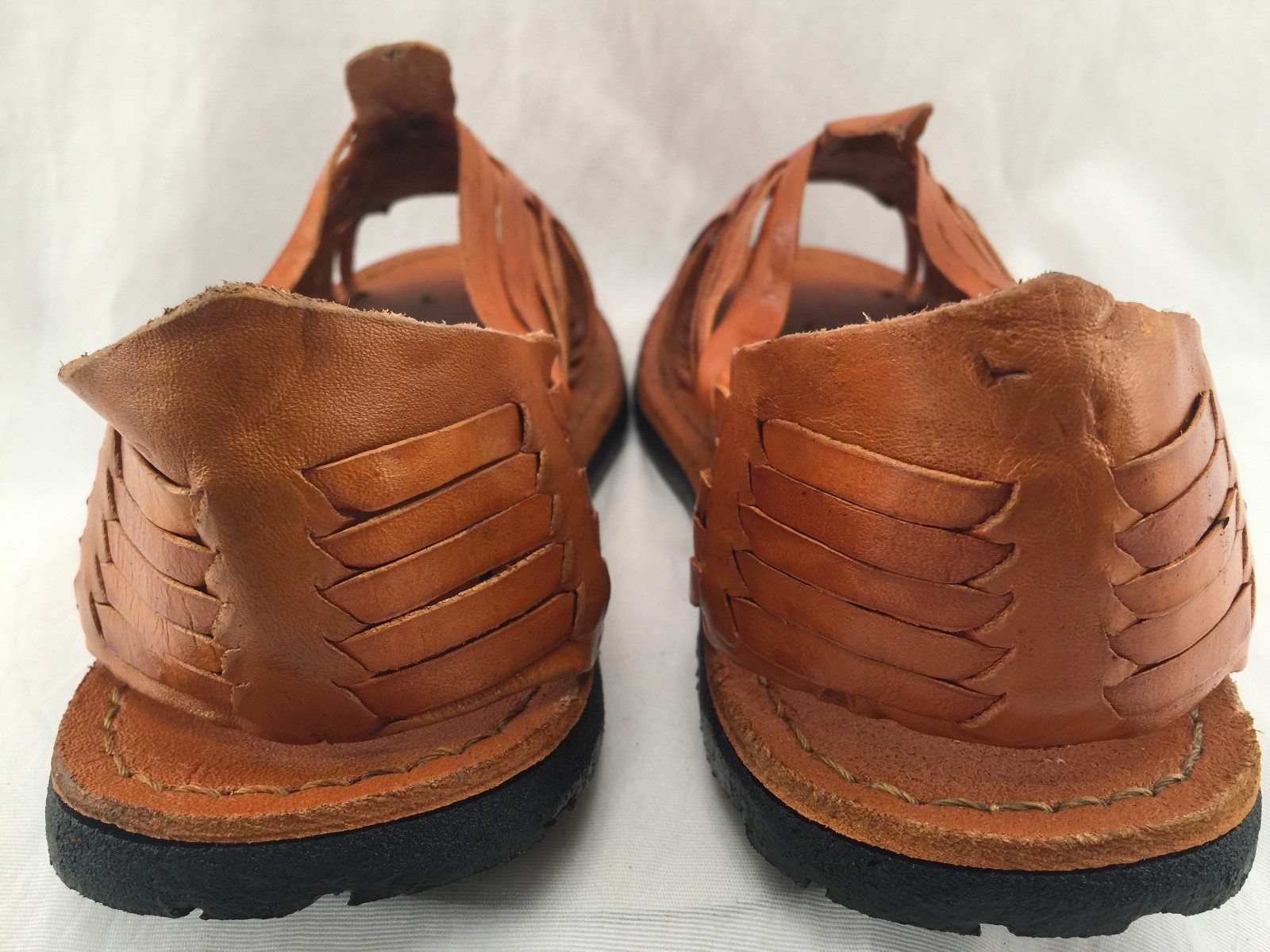 new WOMENS orange LEATHER MEXICAN SANDAL HUARACHE LADIES w/tire sole *ALL SIZES