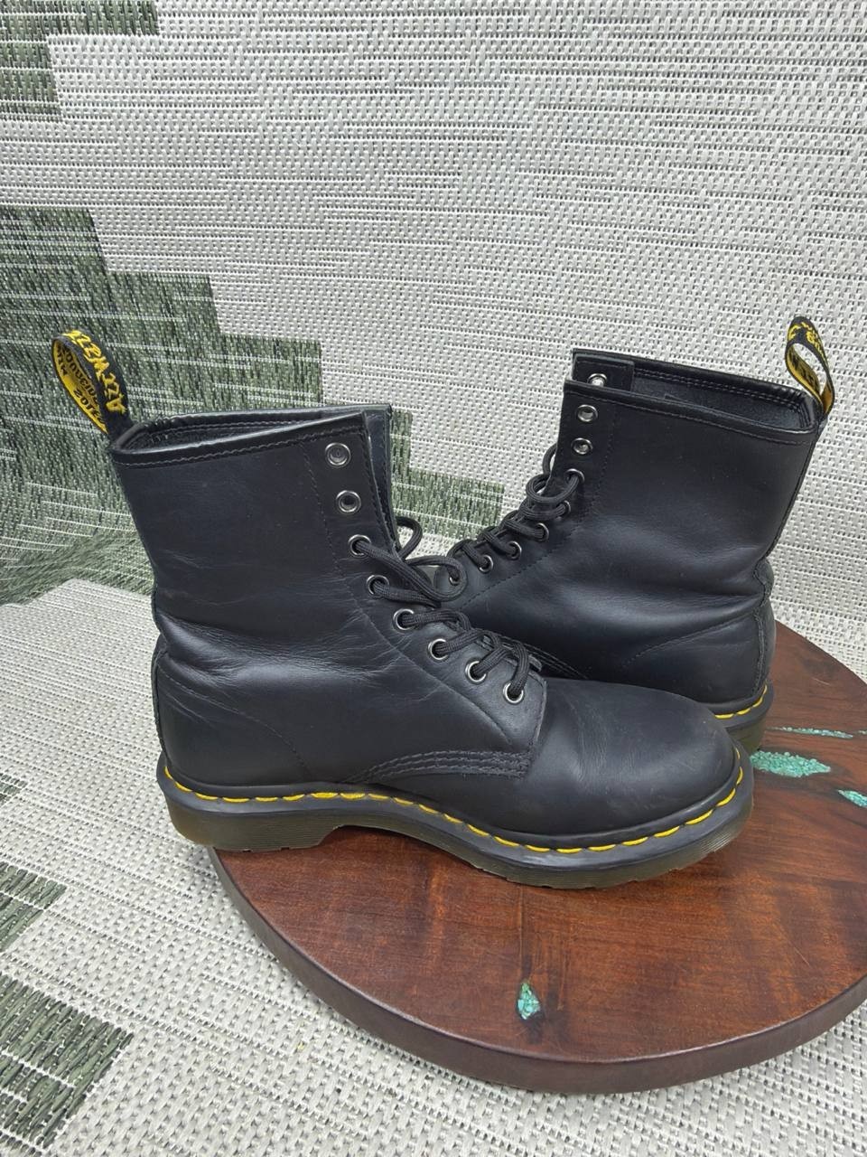 Dr Martens Boot Womens Size 8 Us 1460 Soft Toe Work Black Smooth Leather Ankle