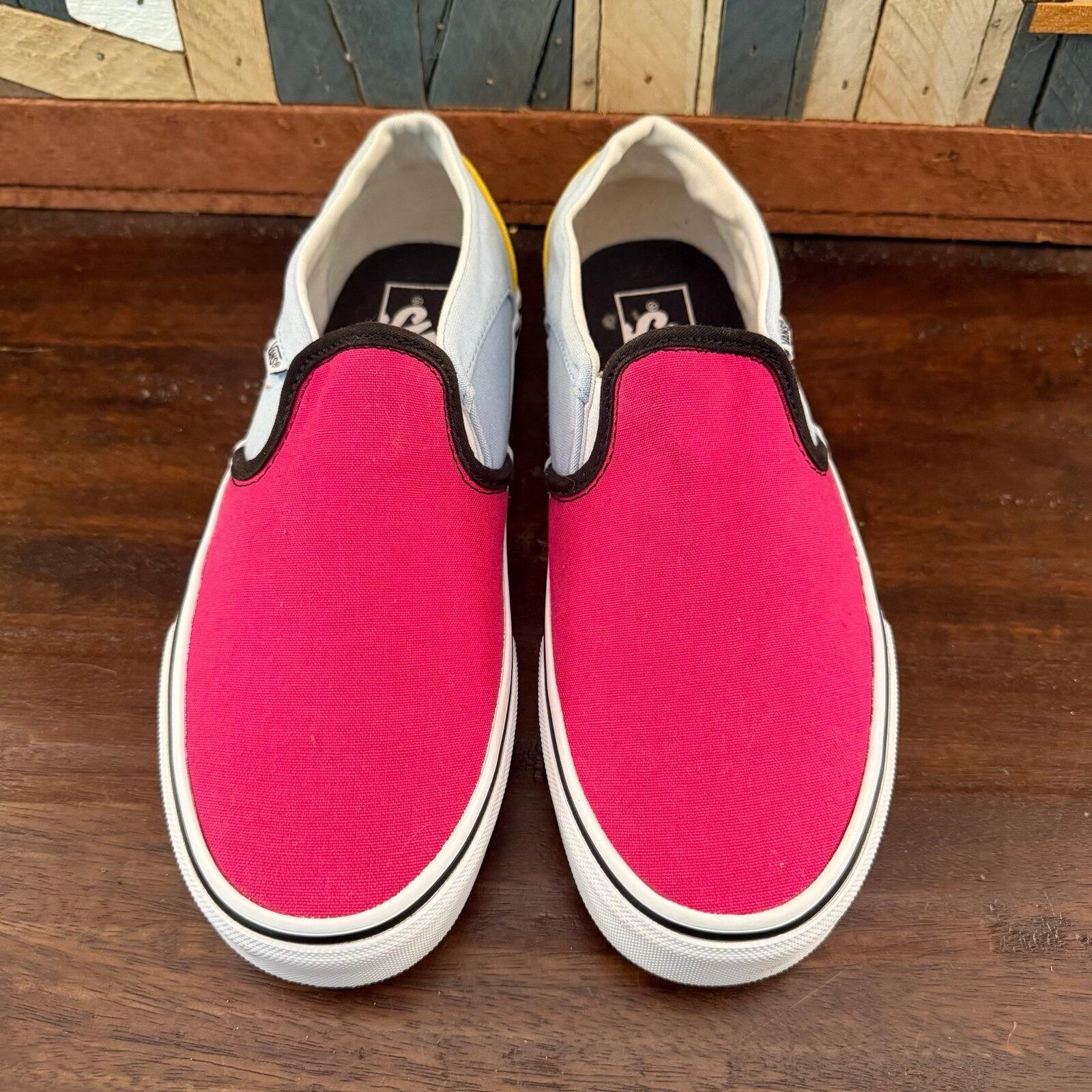 Vans Asher Colorblock Slip On Sneakers Pink Blue Yellow Womens 8
