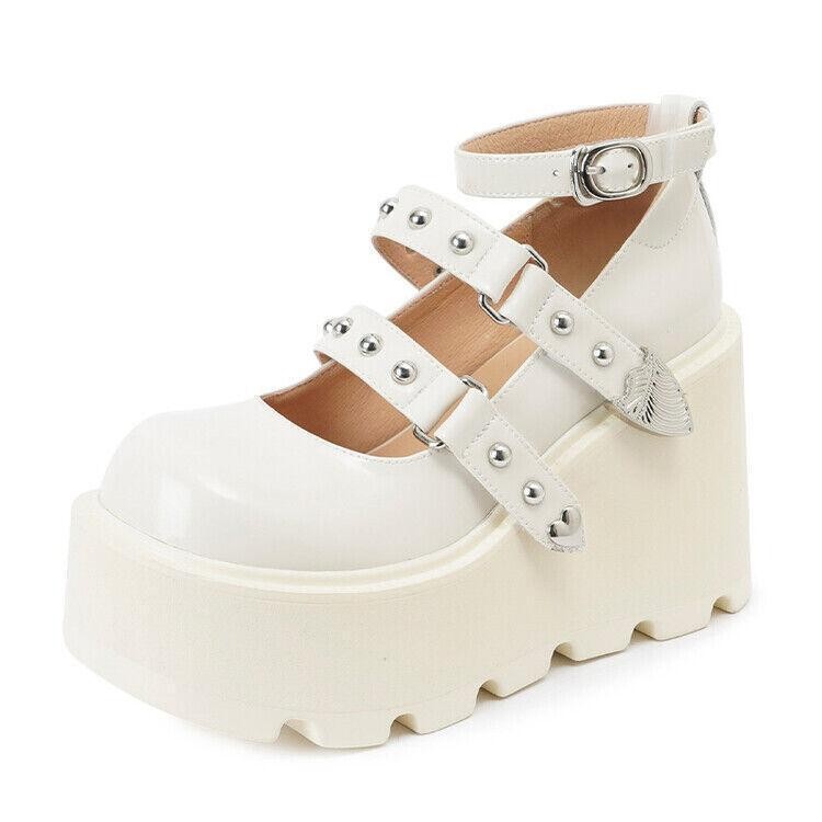 Fashion Women’s Platform High Wedge Heels Shoes Punk Casual Club Dress Mary Jane