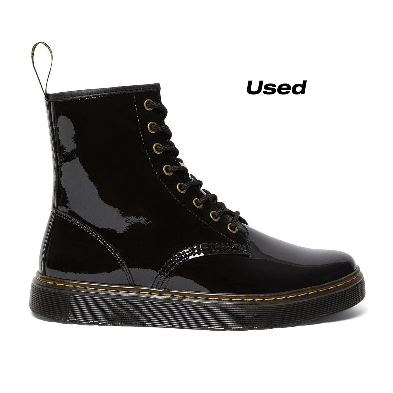 Dr. Martens Zavala Black Patent Leather Boots Women’s US 7 Lace Up Combat