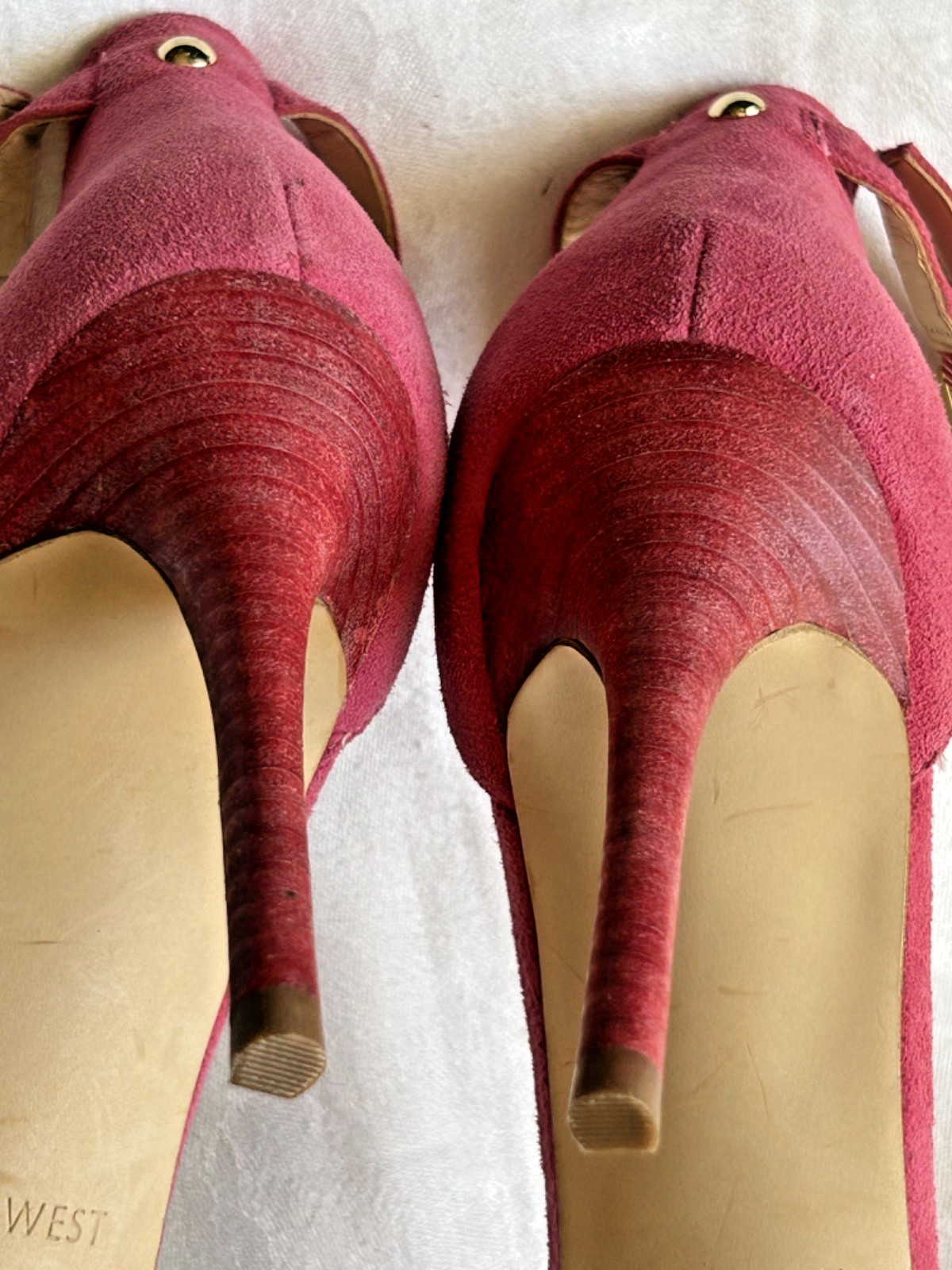 NINE WEST Fuchsia Pink Leather Strapped Heels Sandal Stiletto Heel Womens 11M