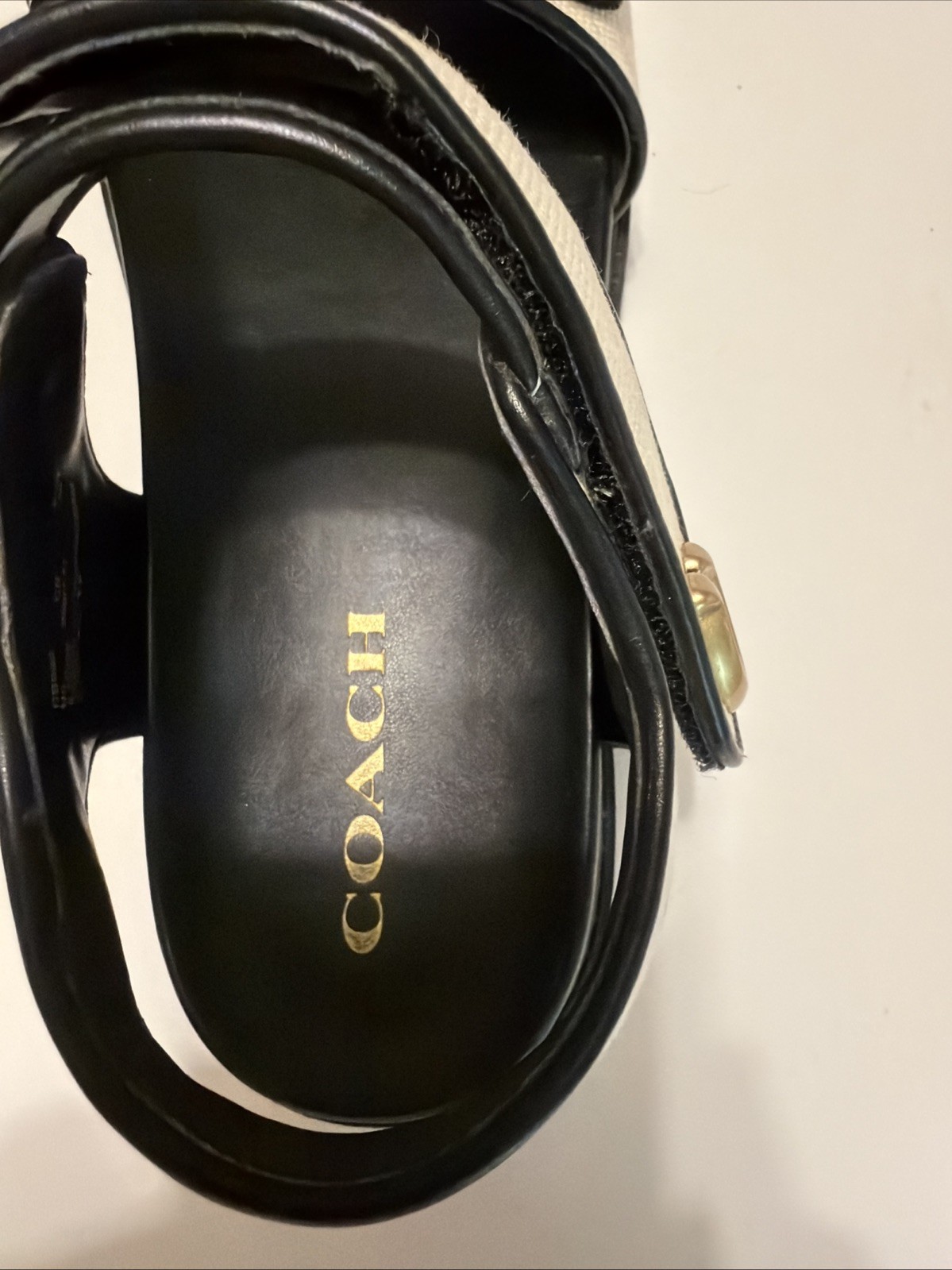 Coach Brynn Sandal Chalk/black Size 8.5 CEF36 *see Callout