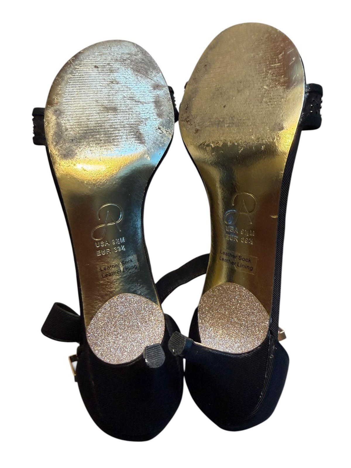 Adrianna Papell Black Beaded Kitten Heel Sandals Size 9.5M