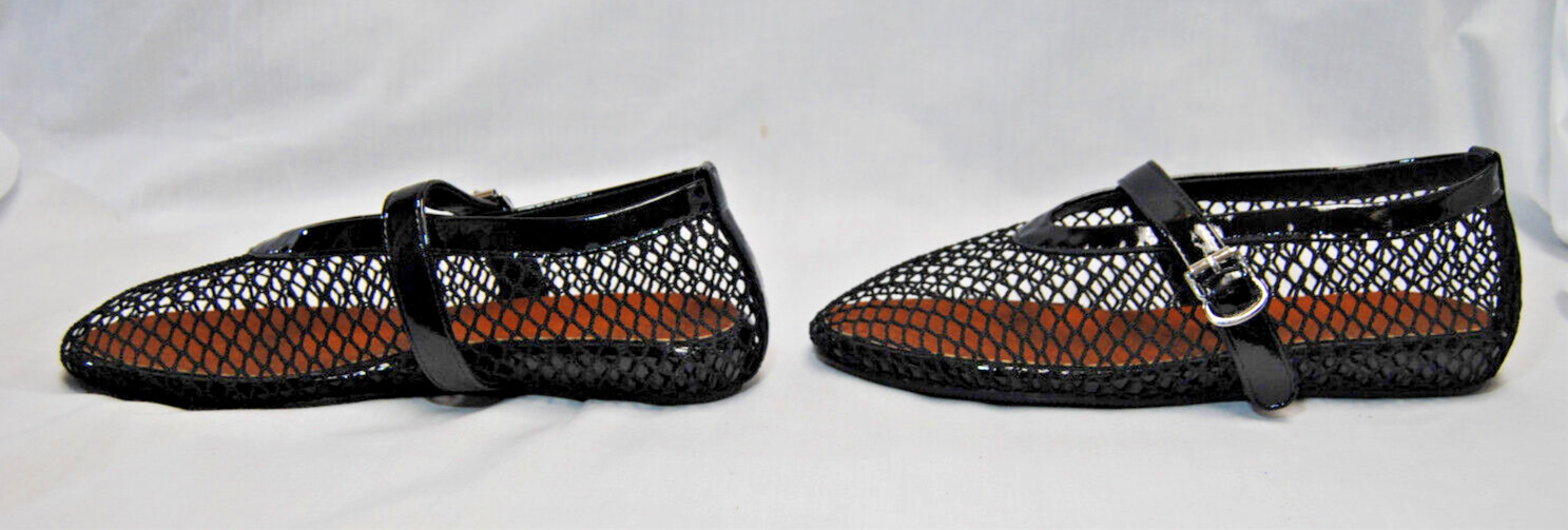 Divanne Women’s Black Mesh Flat Ballerina Mary Jane Shoes New T2355
