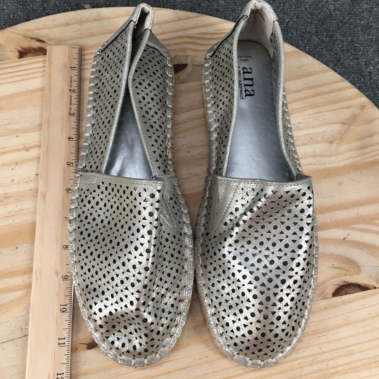 ANA A New Approach Oakland Espadrille Shoes Womens 11 M Casual Low Top Silver