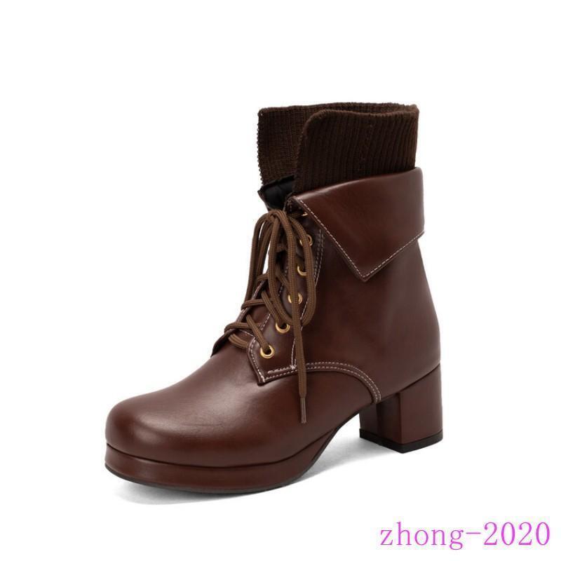 Womens Lace Up Faux Leather Knight Ankle Boots Party Dress Party Round Toe Shoes