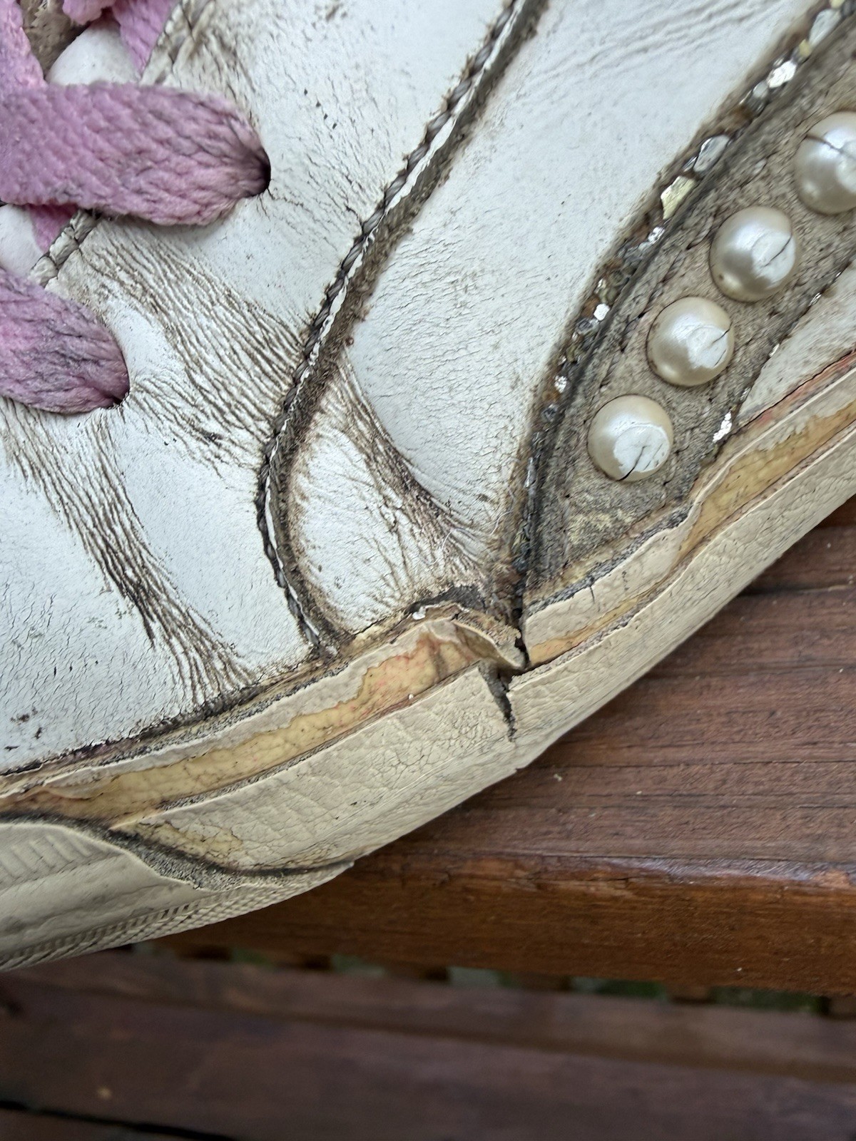 Golden Goose Slide Pink Suede White Canvas Women’s Size EU 38 / US 8