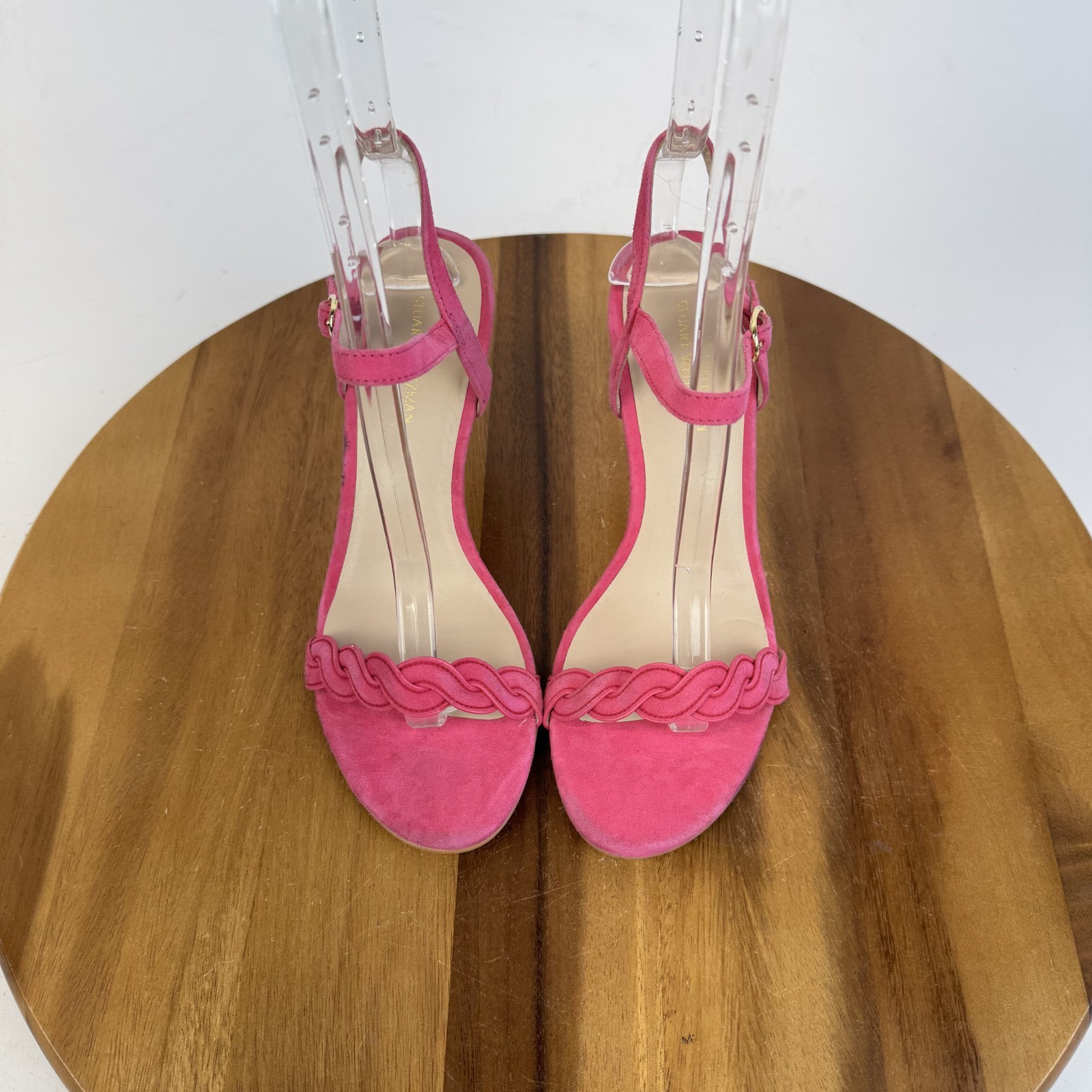 Womens Stuart Weitzman Dancer Twistie 100 Pink Suede Strappy Heel Sandals Size 7