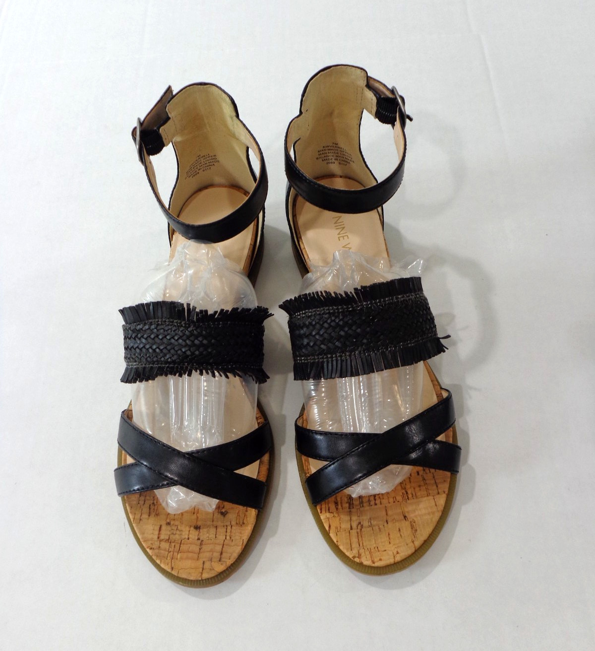 Nine West Women’s Vernell Flat Sandals Black Ankle Strap Size 7M