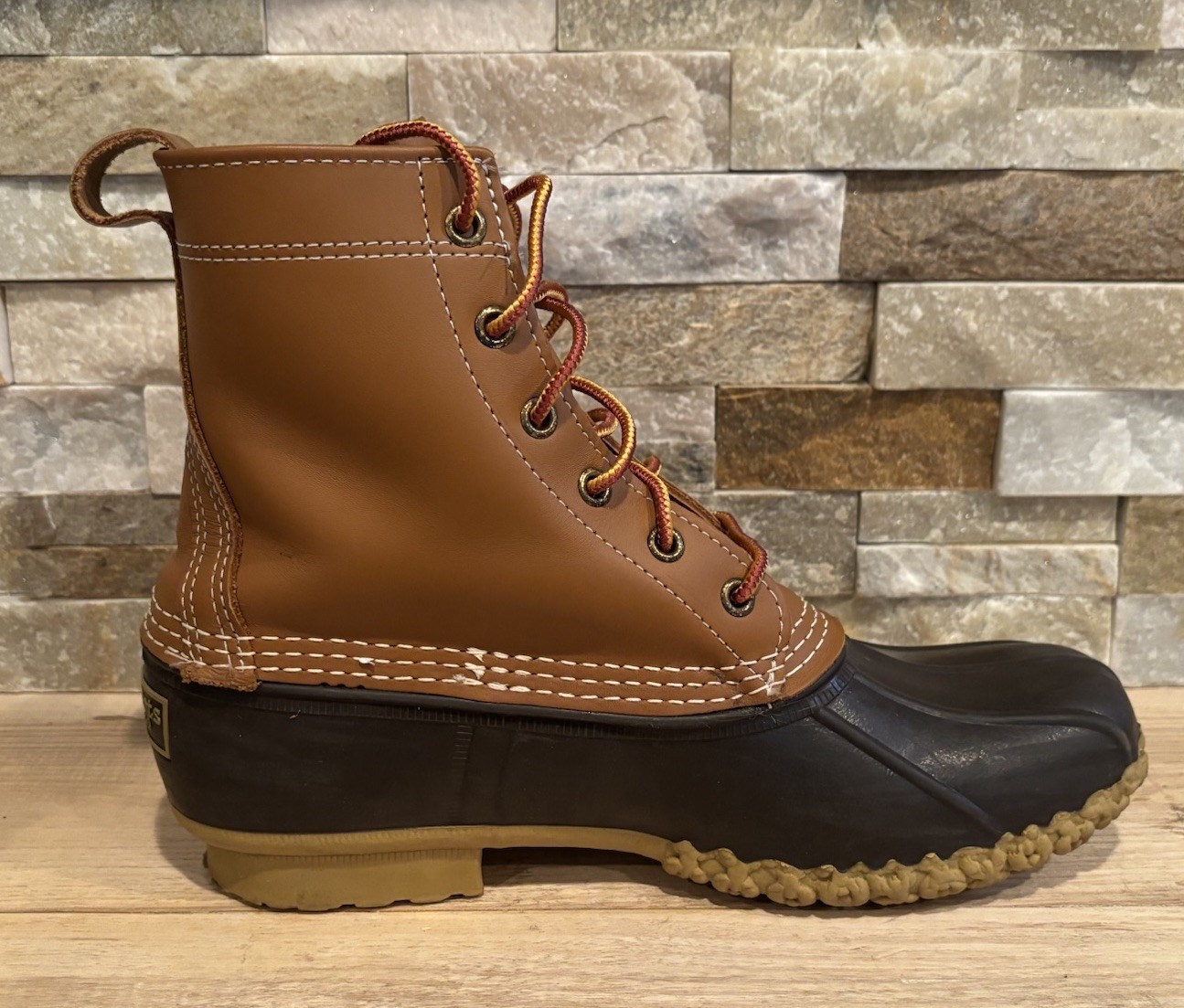 LL BEAN Boot Women’s Waterproof Duck Size 9 Brown 8″ Leather USA Made Nice Con