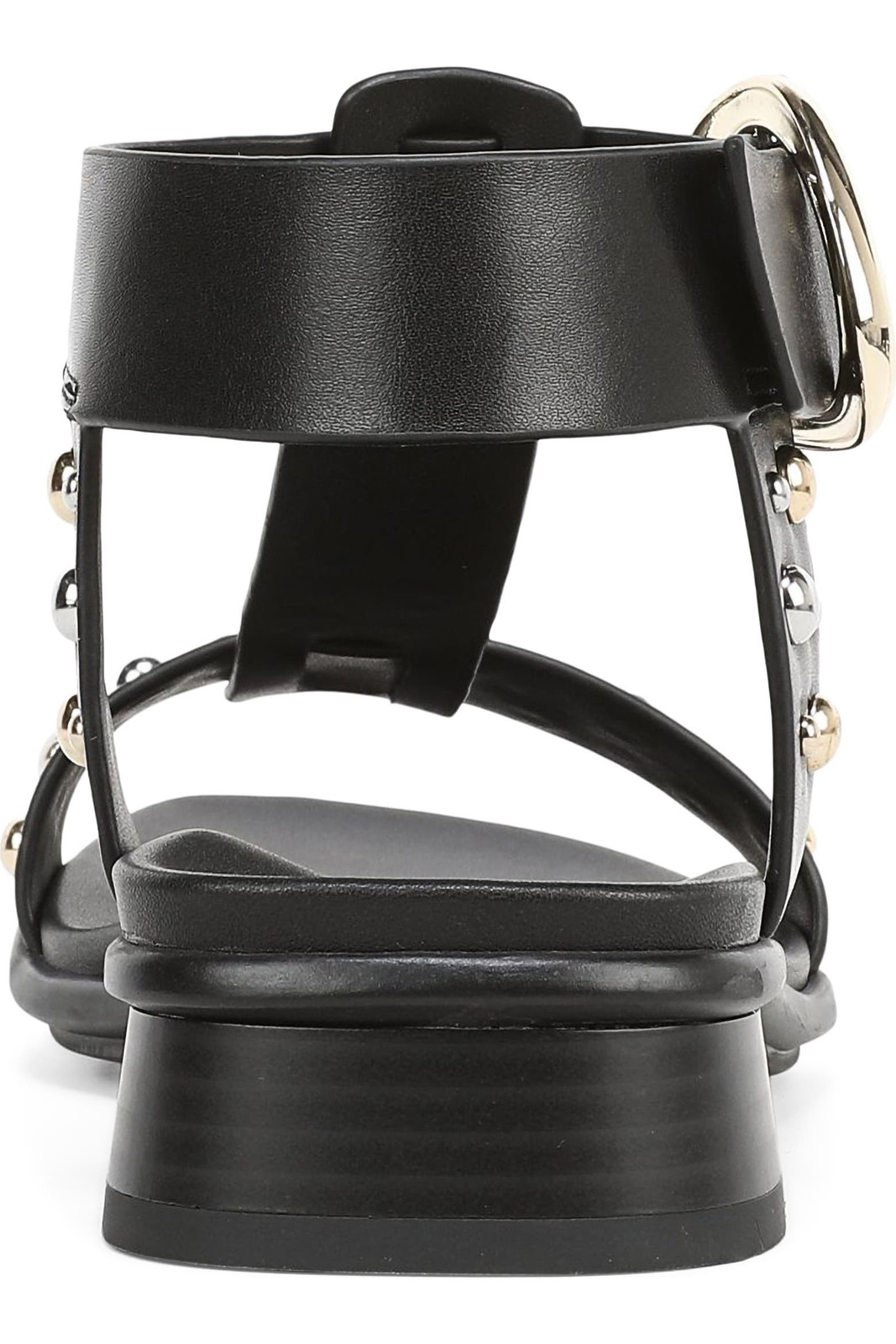 Naturalizer Women’s Brandy Stud T-Strap Buckle Strappy Sandal Black Leather 12W