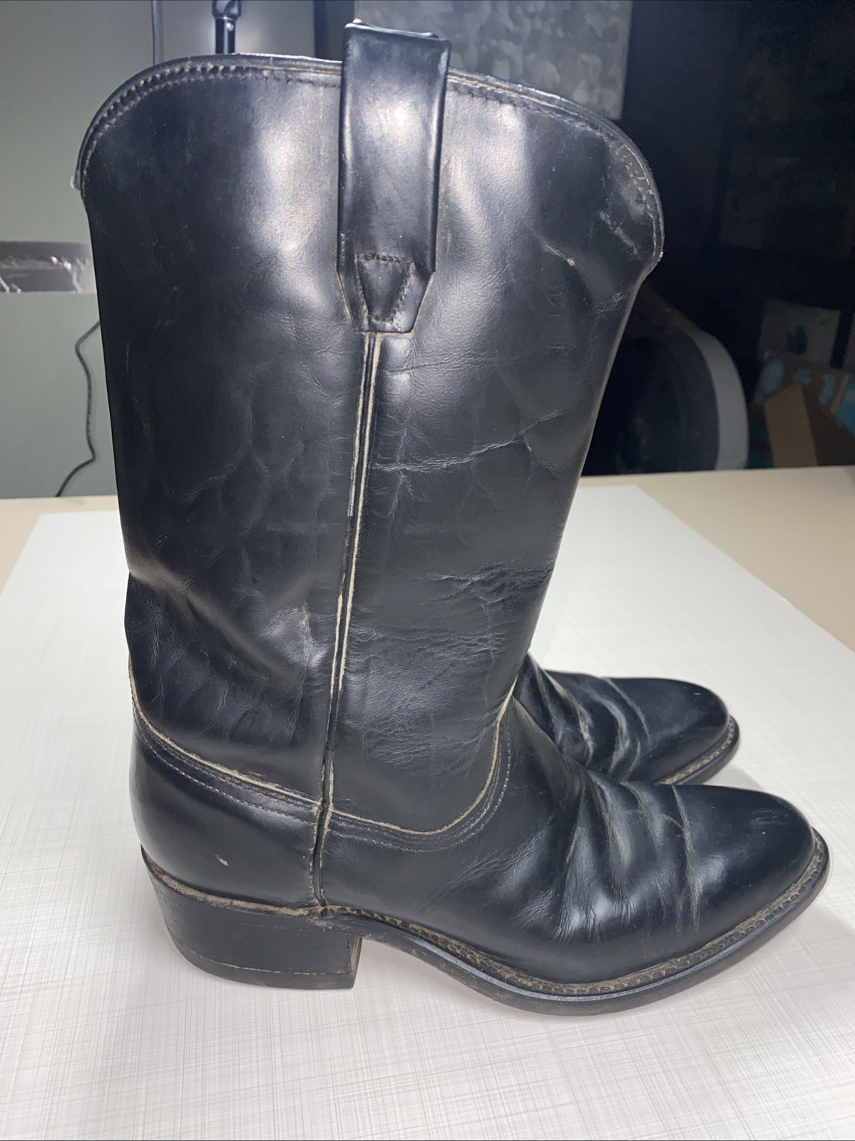 VTG Women’s Wrangler Black Cowboy Boots Size 8.5 M MADE IN USA See description