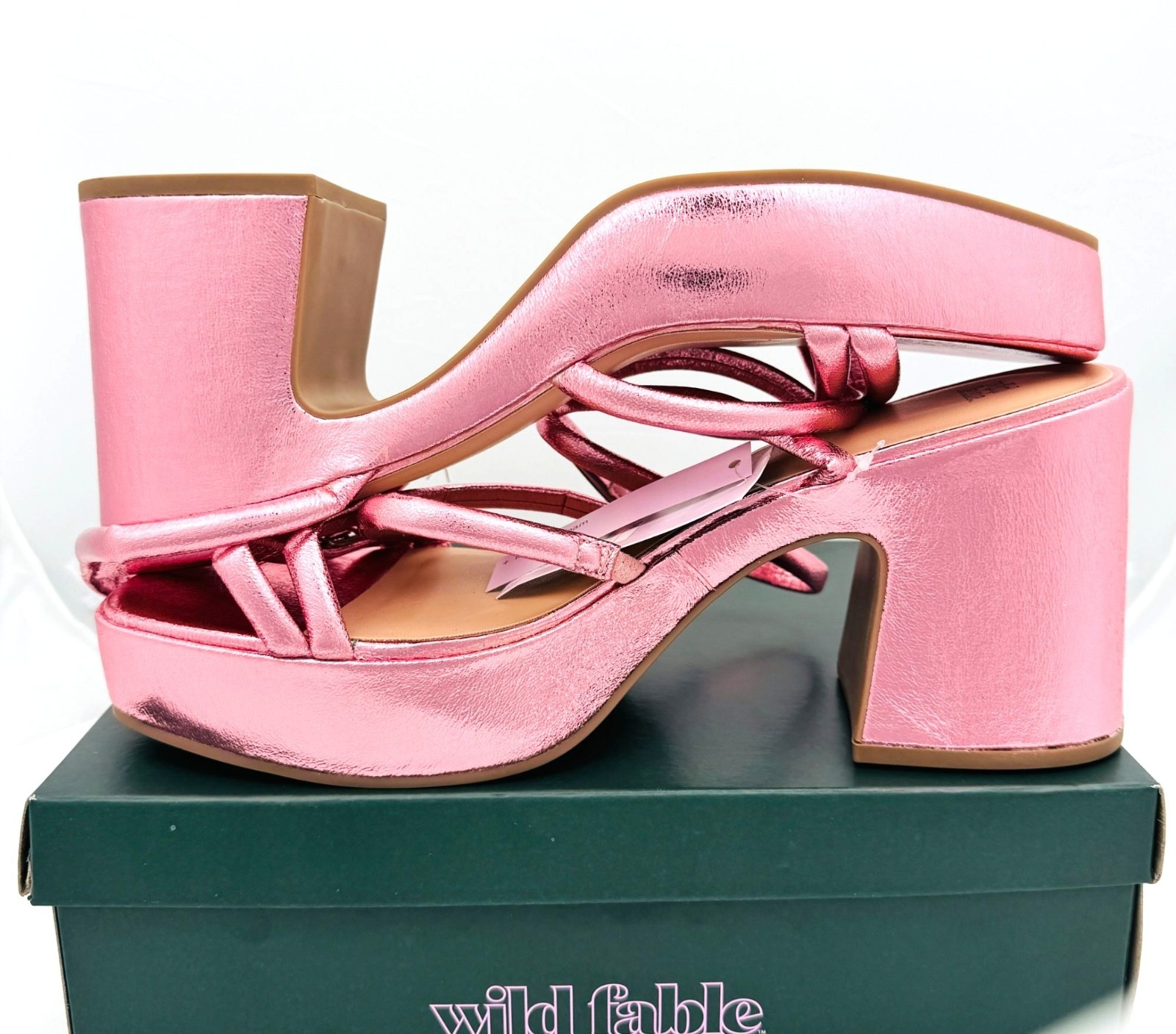 Wild Fable Pink Strappy Platform 4″ Astro Heels w/ Memory Foam Womens Sz 14 NIB