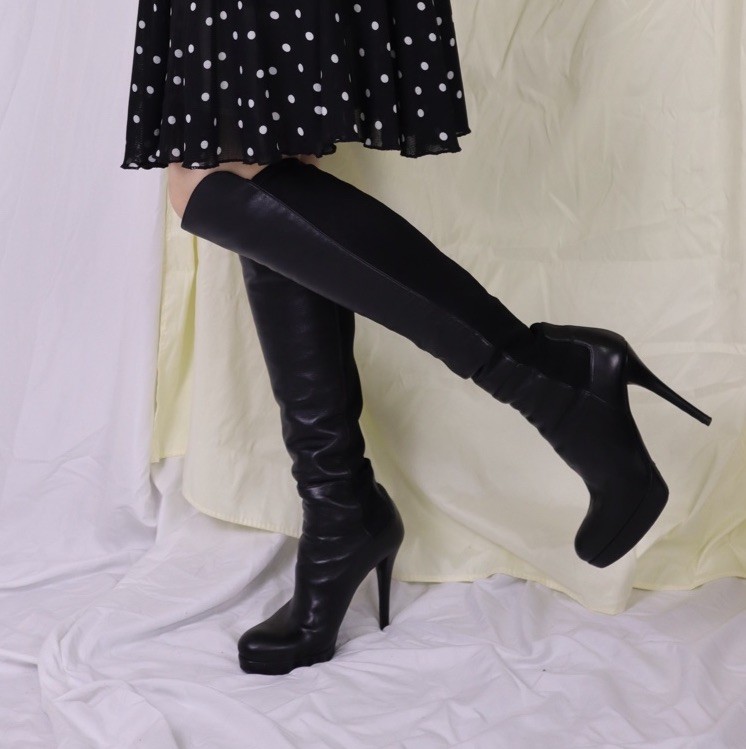 High Quality Stuart Weitzman Leather High Knee Stiletto Boots 8.5