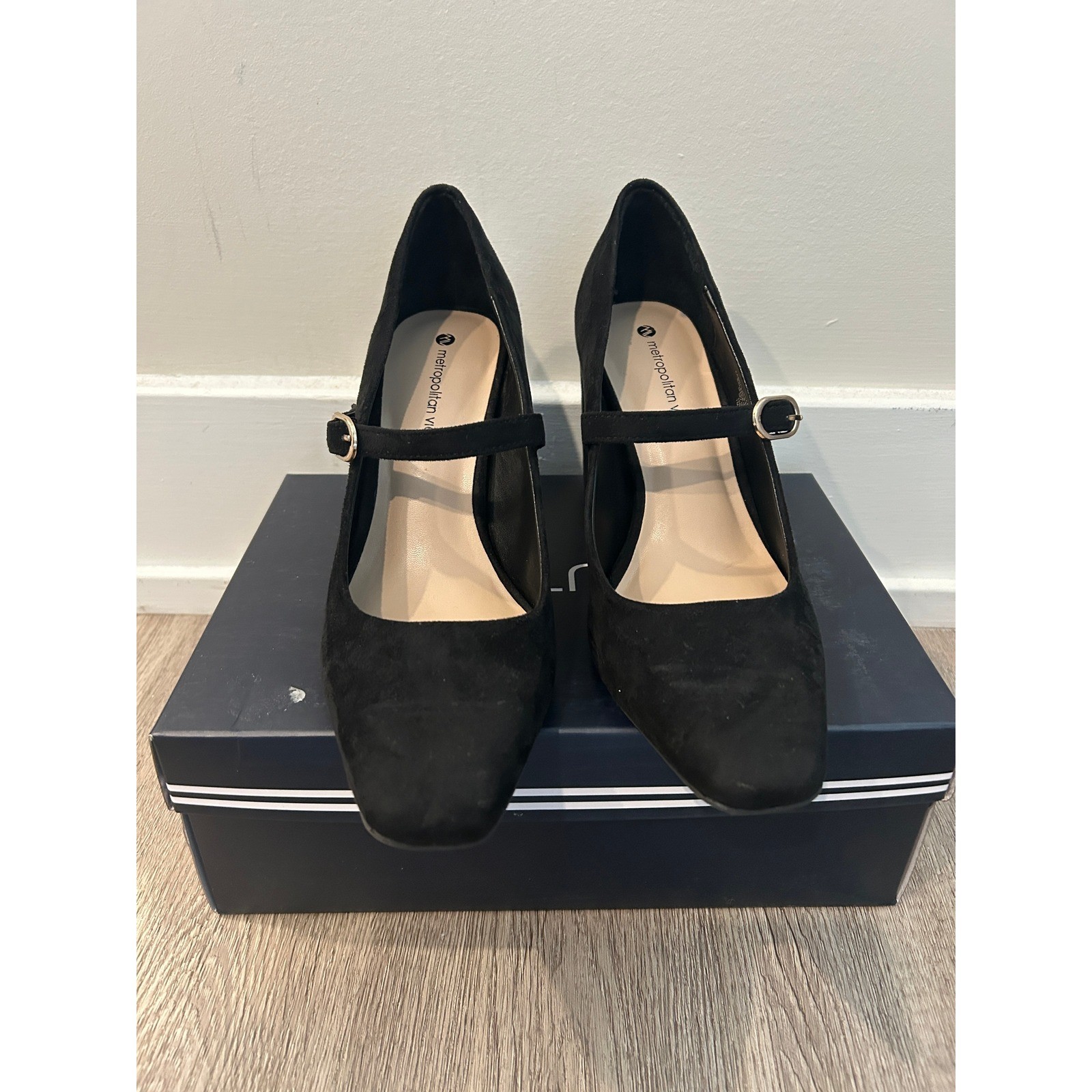 Metropolitan View Mary Jane Pumps Womens 7M Black NEW Square Toe Block Heel