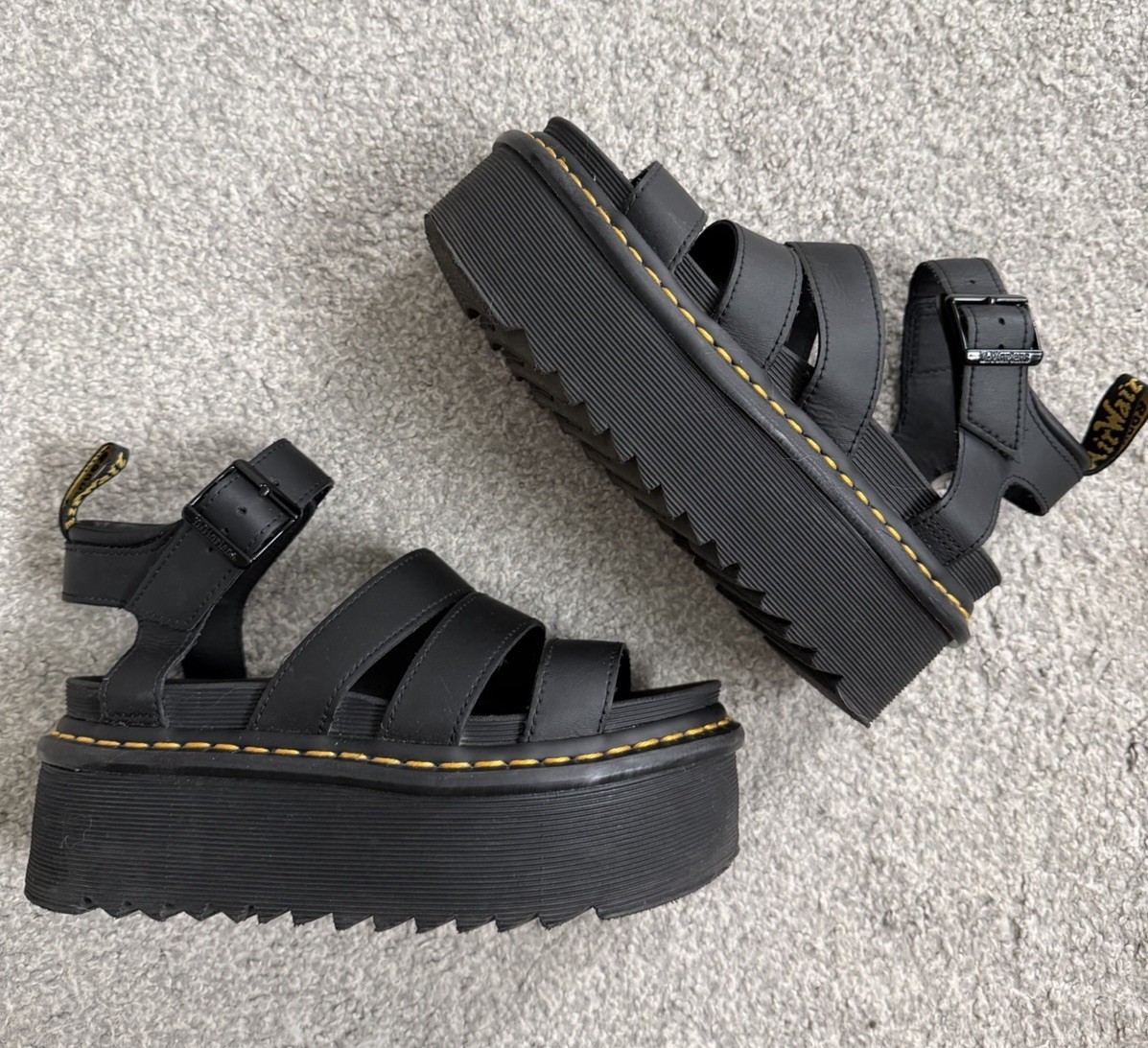 Dr. Martens Blaire Quad Black Platform Strappy Sandals size 5