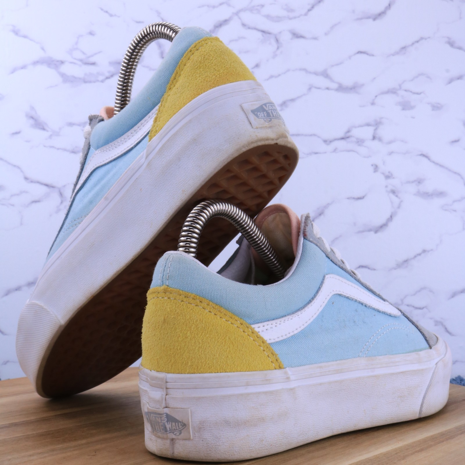 Vans Old Skool Pastel Platform Color Block Blue Pink Yellow Grey Men 5 Women 6.5
