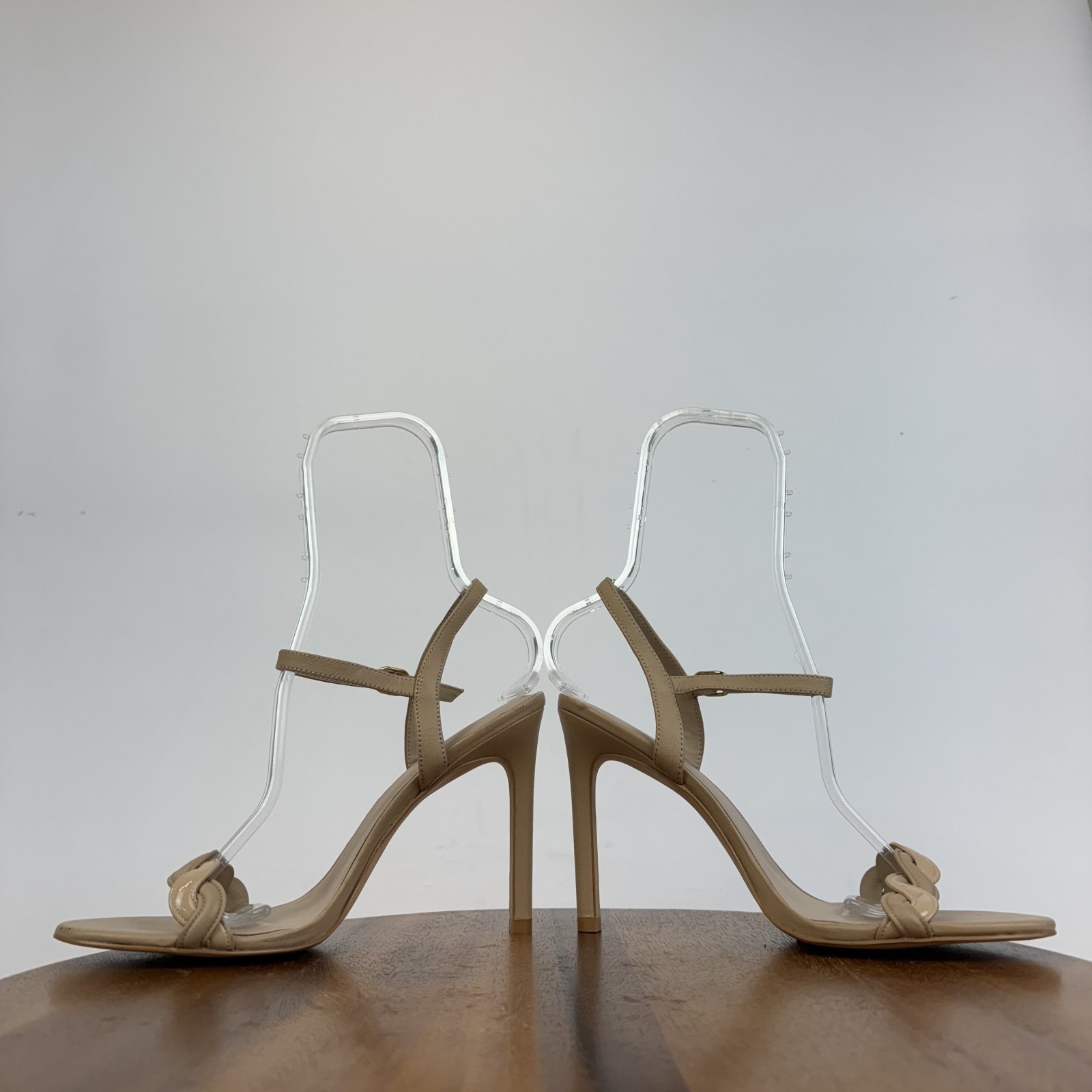 Womens Stuart Weitzman Dancer Twistie 100 Beige Strappy Heel Sandals Size 11 B