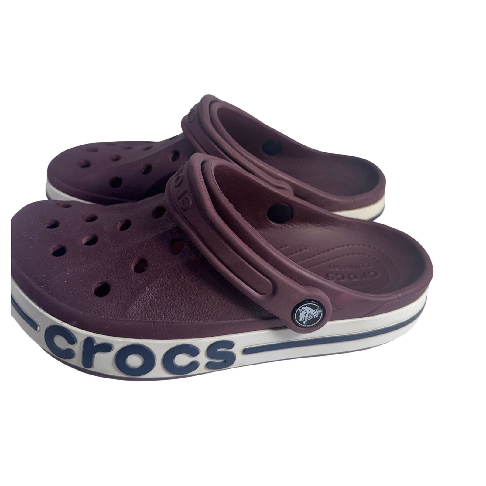 Crocs Bayaband Clogs Womens 7 Mens 5 Burgundy Maroon Sporty Slip On Shoes 205089