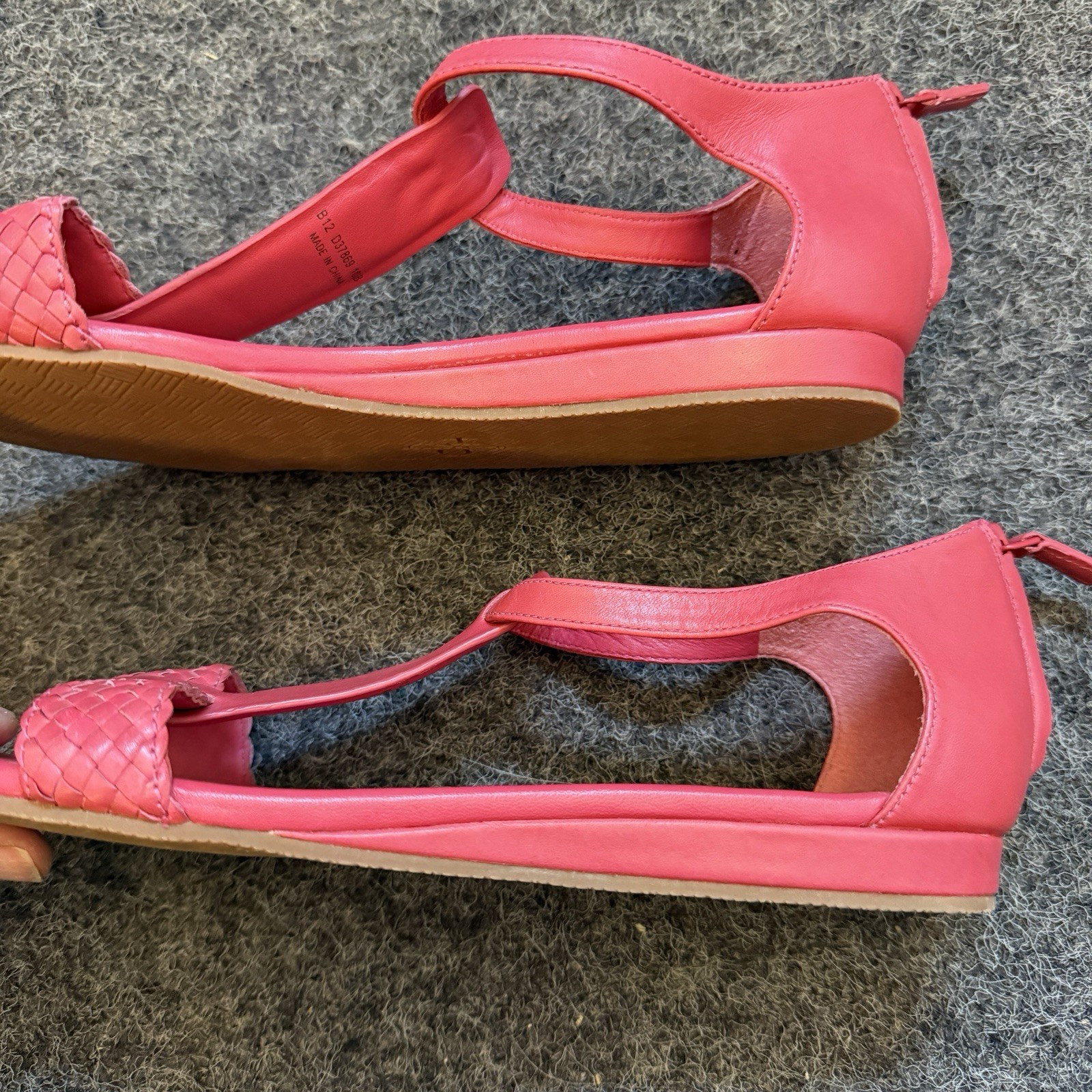 Cole Haan Sandals Flats Braided T-Strap Covered Heel Pink Sz 10.5