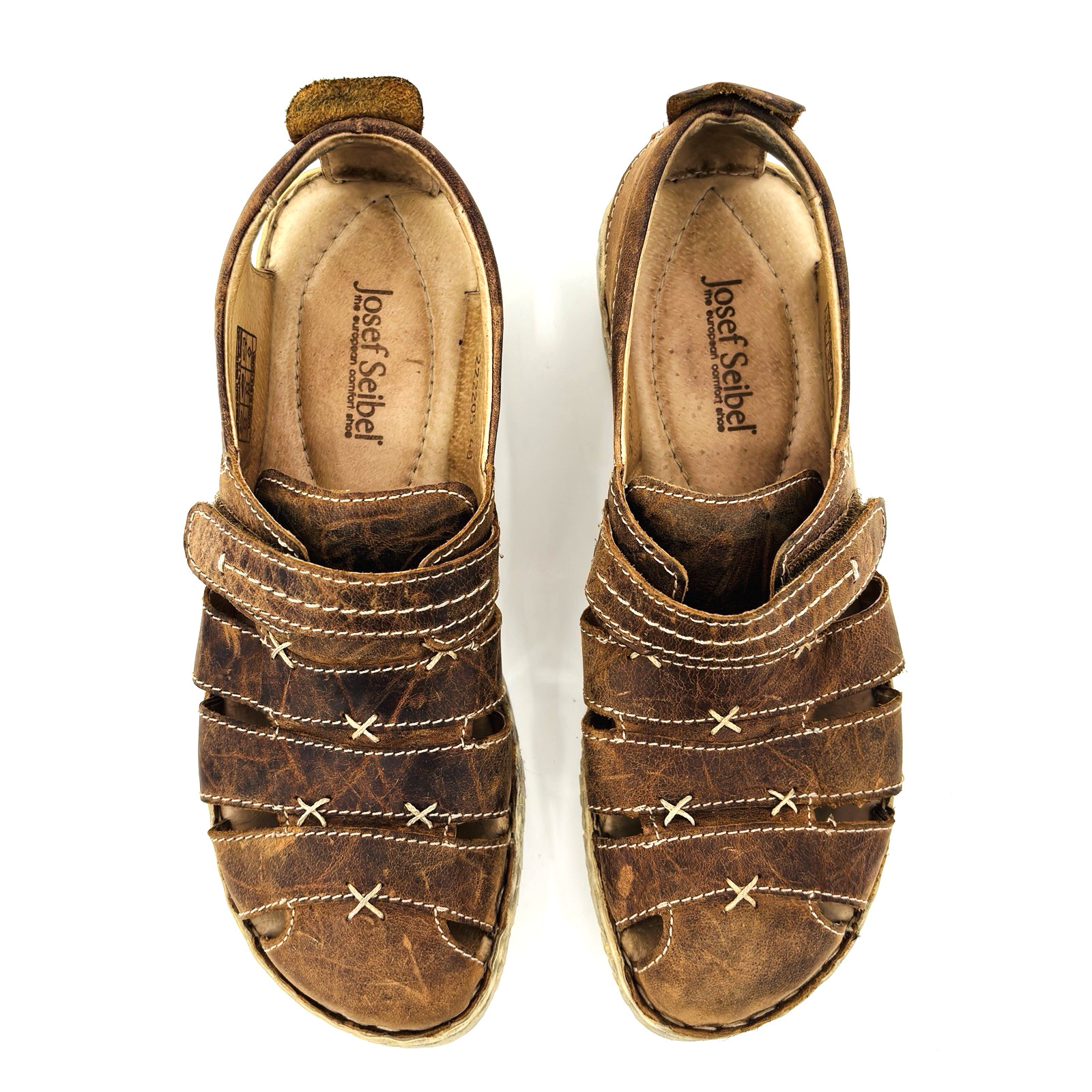 Womens 9 40 Josef Seibel Ida Brown Leather Fisherman Sandals Strap Casual Shoes