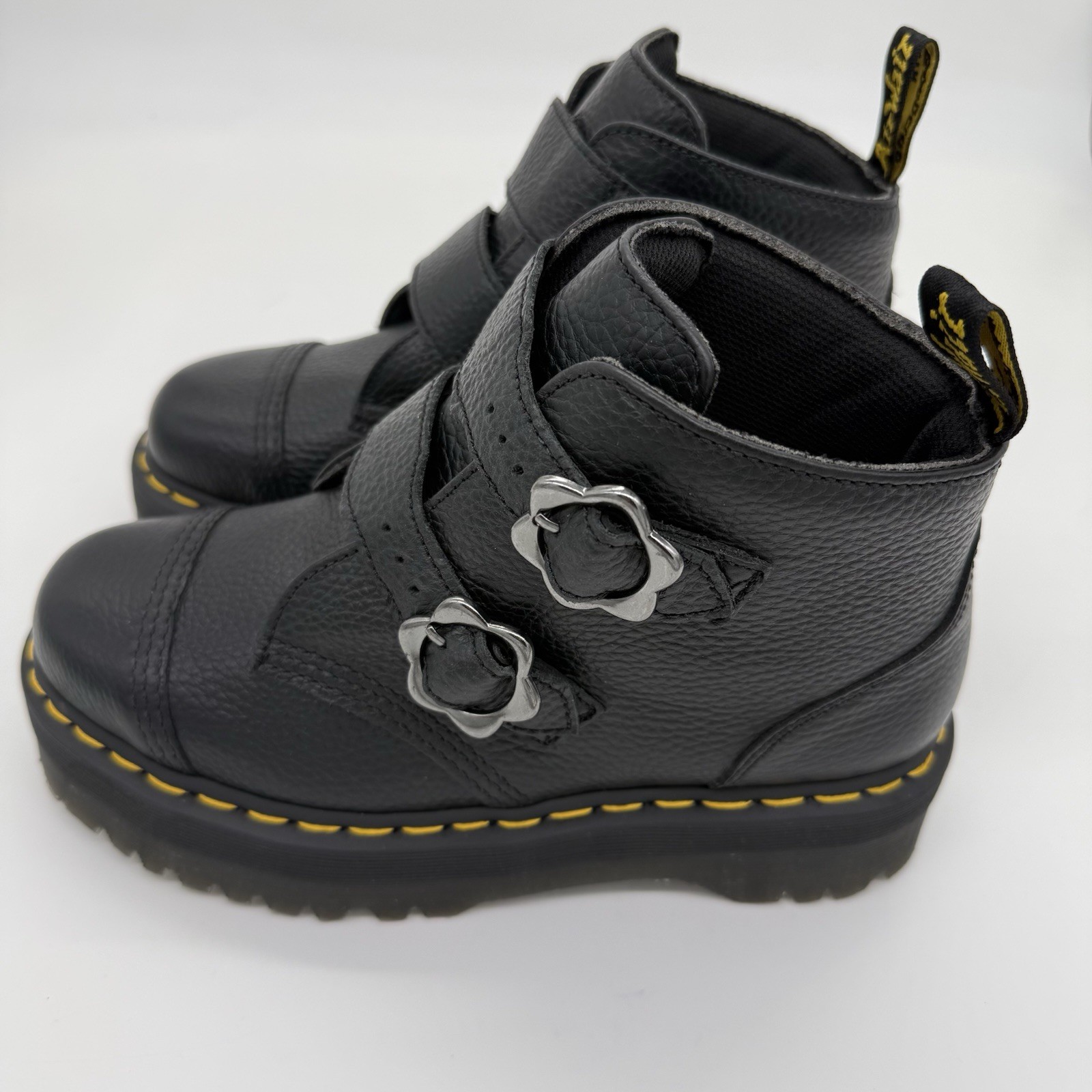 Doc Dr. Martens Devon FLWR Boots Quad Retro New W/O Box Leather LA004 Platform 9
