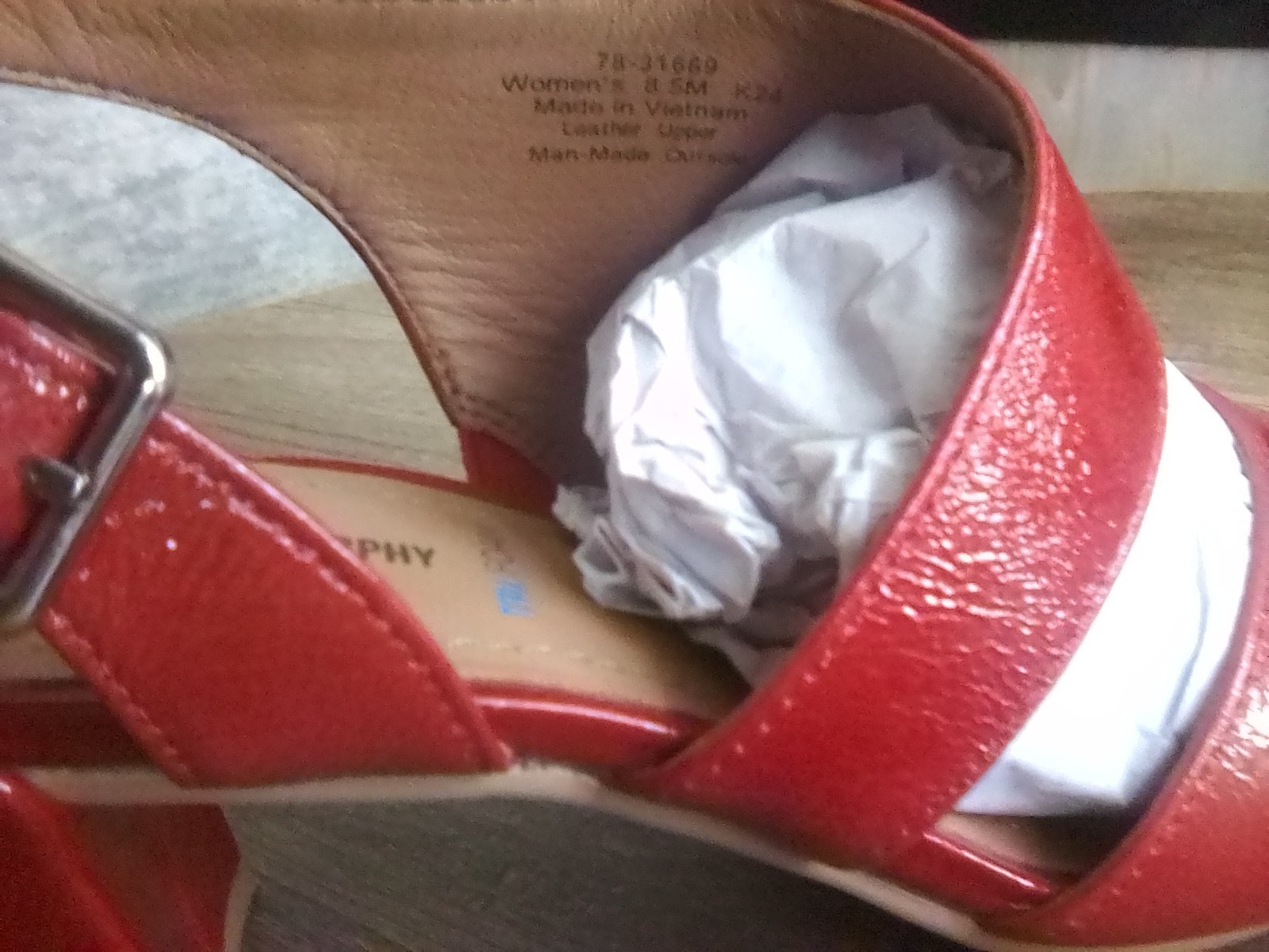 Johnston & Murphy Red Leather Strappy Sandals Open Toe Block Heel Size 8.5 M