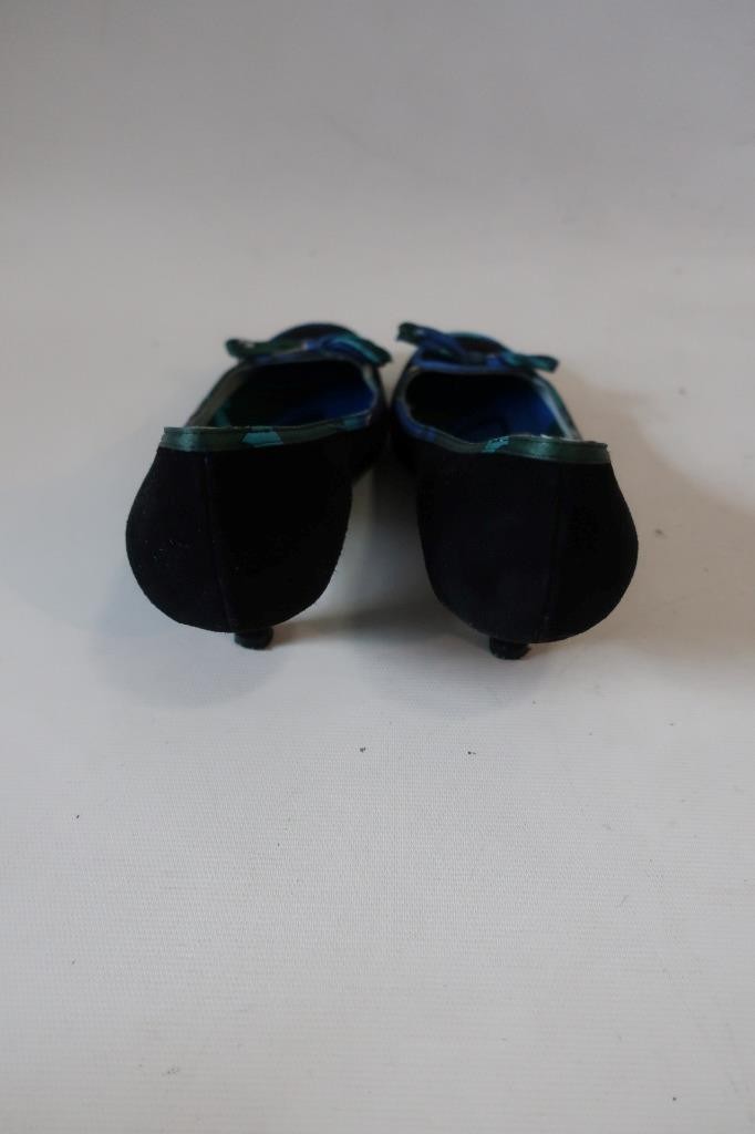 Womens Emilio Pucci Black Suede Blue, Green Trim Shoes 36 EUR/ US 6