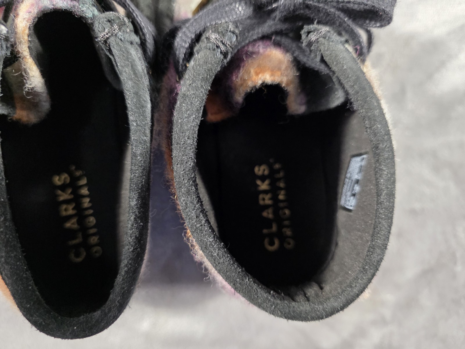 Clarks Wallabee Boot Womens 5.5 Black Wool Combination Chukkas Boots Colorful