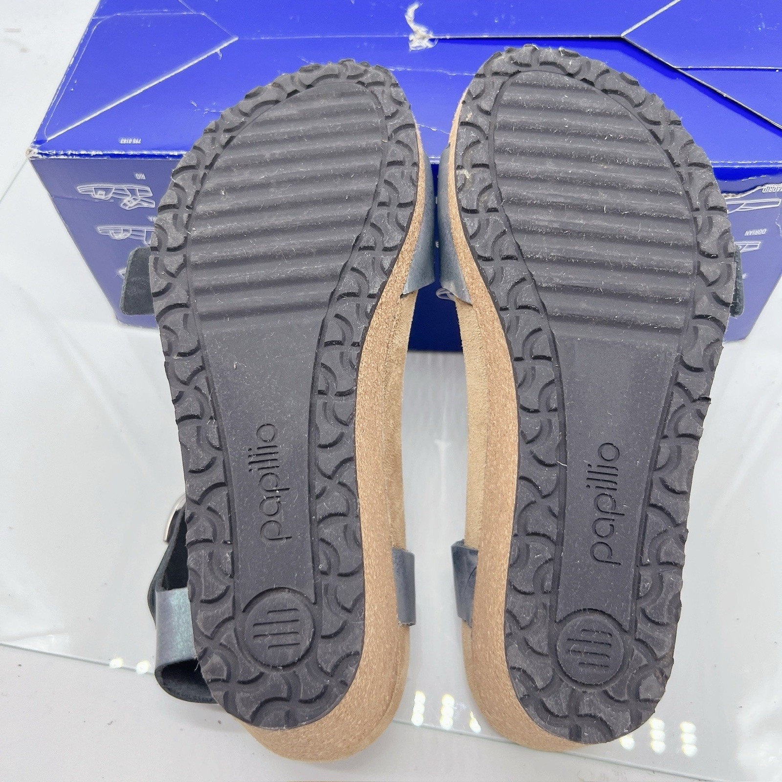 Birkenstock Papillio Soley Ring Buckle Sandal Metallic Black Wedge EU 38